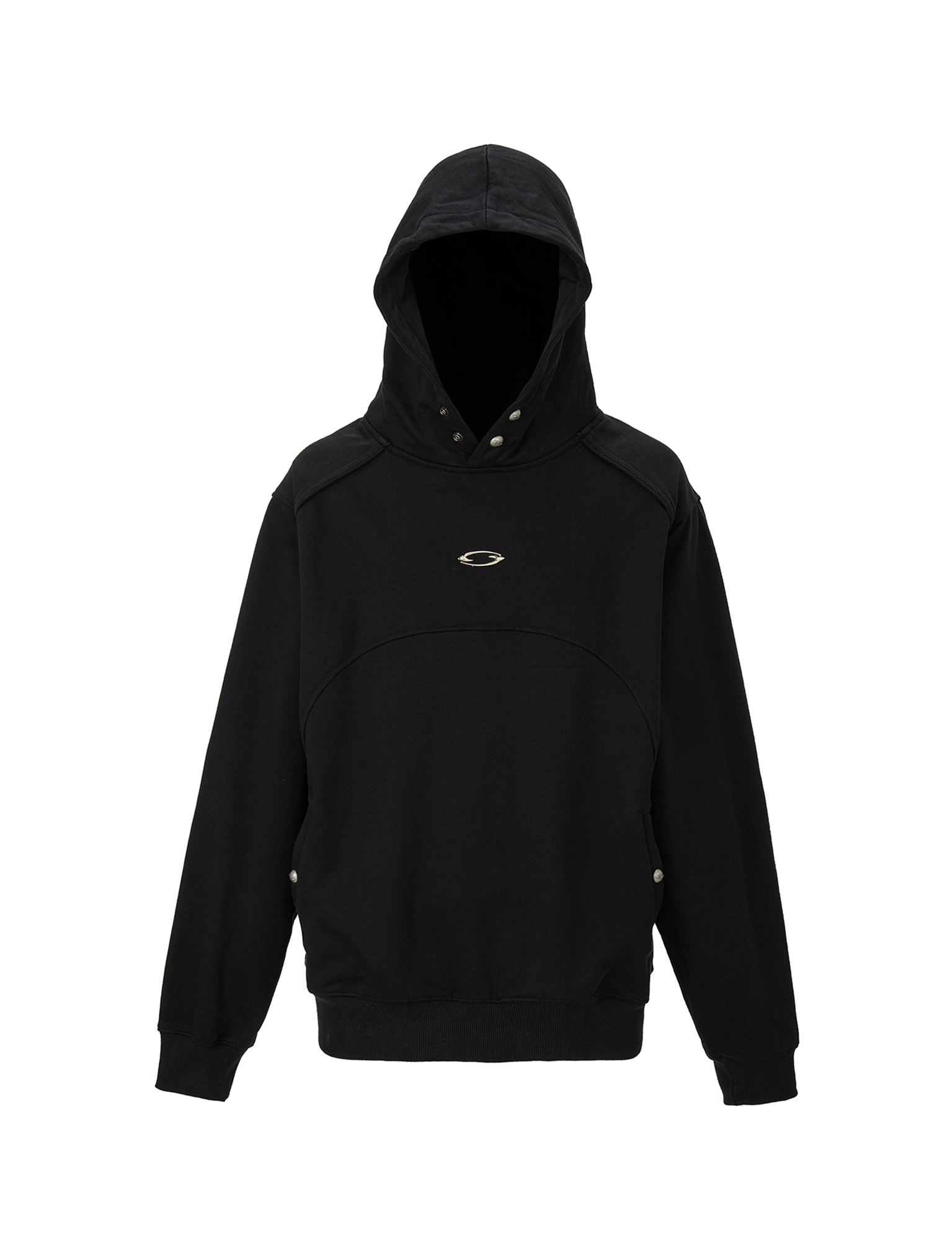 F2CE Essential Metal Badge Snap Hoodie-Hoodie-S-Black-Free Shipping Leatheretro