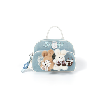 BLING BOX Plush Bunny Denim Convertible Backpack-Bag-One Size (Preorder)-Free Shipping Leatheretro