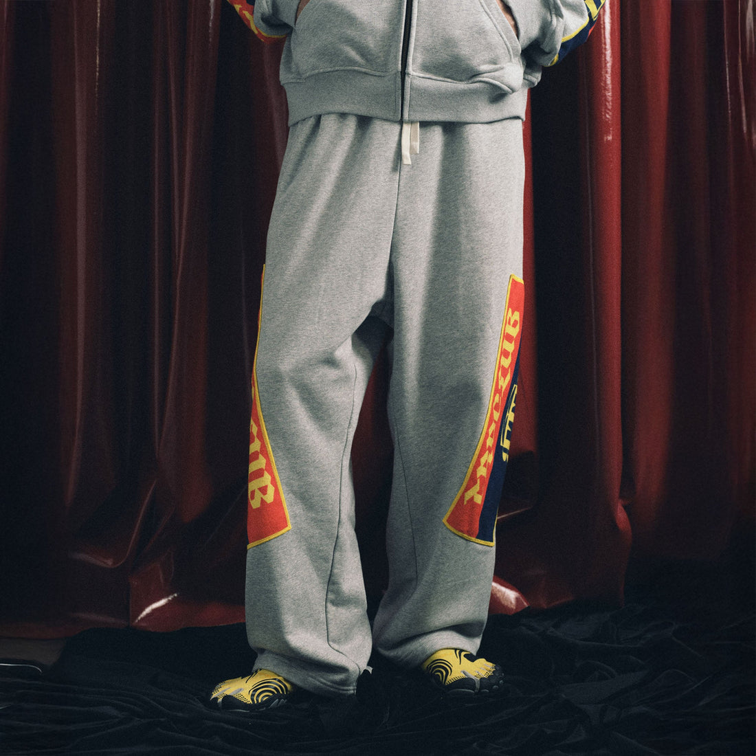 TRECLUB Graphic Patch Oversized Sweatpants-Pants-S-Gray-Free Shipping Leatheretro