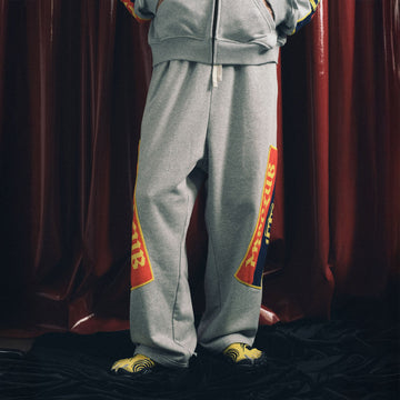 TRECLUB Graphic Patch Oversized Sweatpants-Pants-S-Gray-Free Shipping Leatheretro