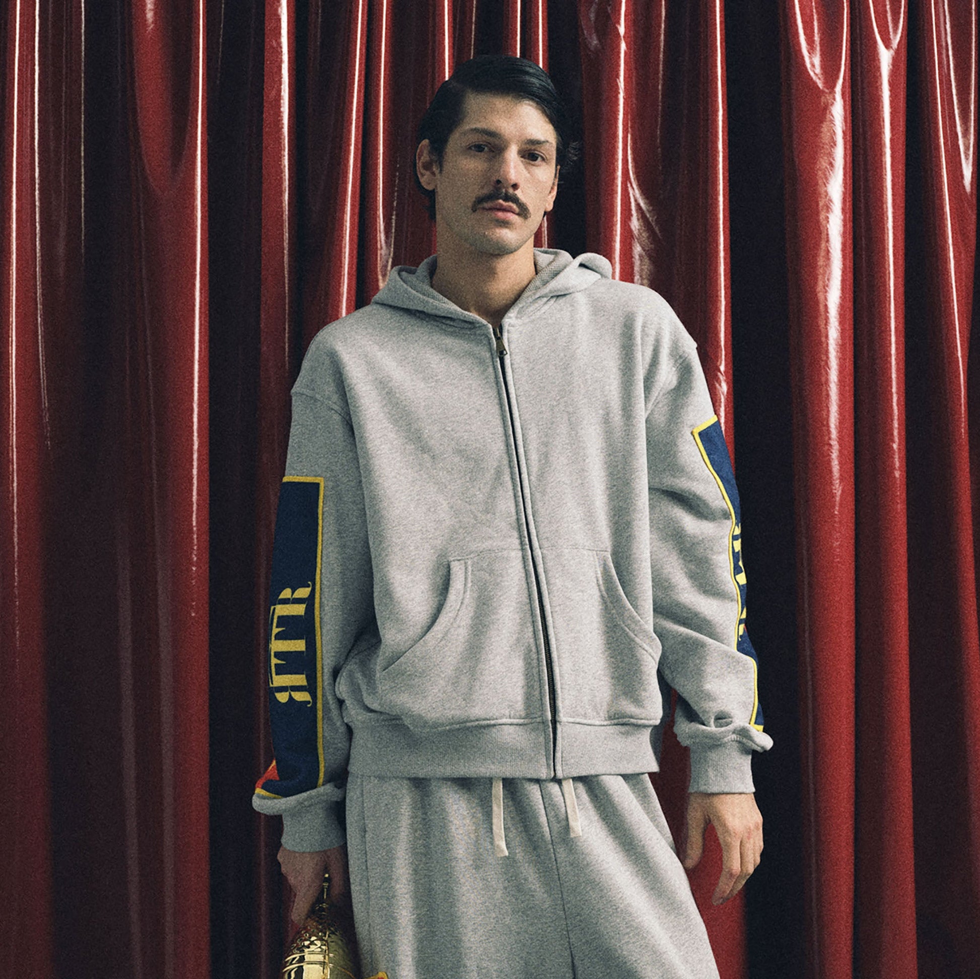 TRECLUB Graphic Patch Zip-Up Hoodie-Jacket-S-Gray-Free Shipping Leatheretro