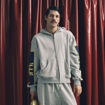 TRECLUB Graphic Patch Zip-Up Hoodie-Jacket-S-Gray-Free Shipping Leatheretro