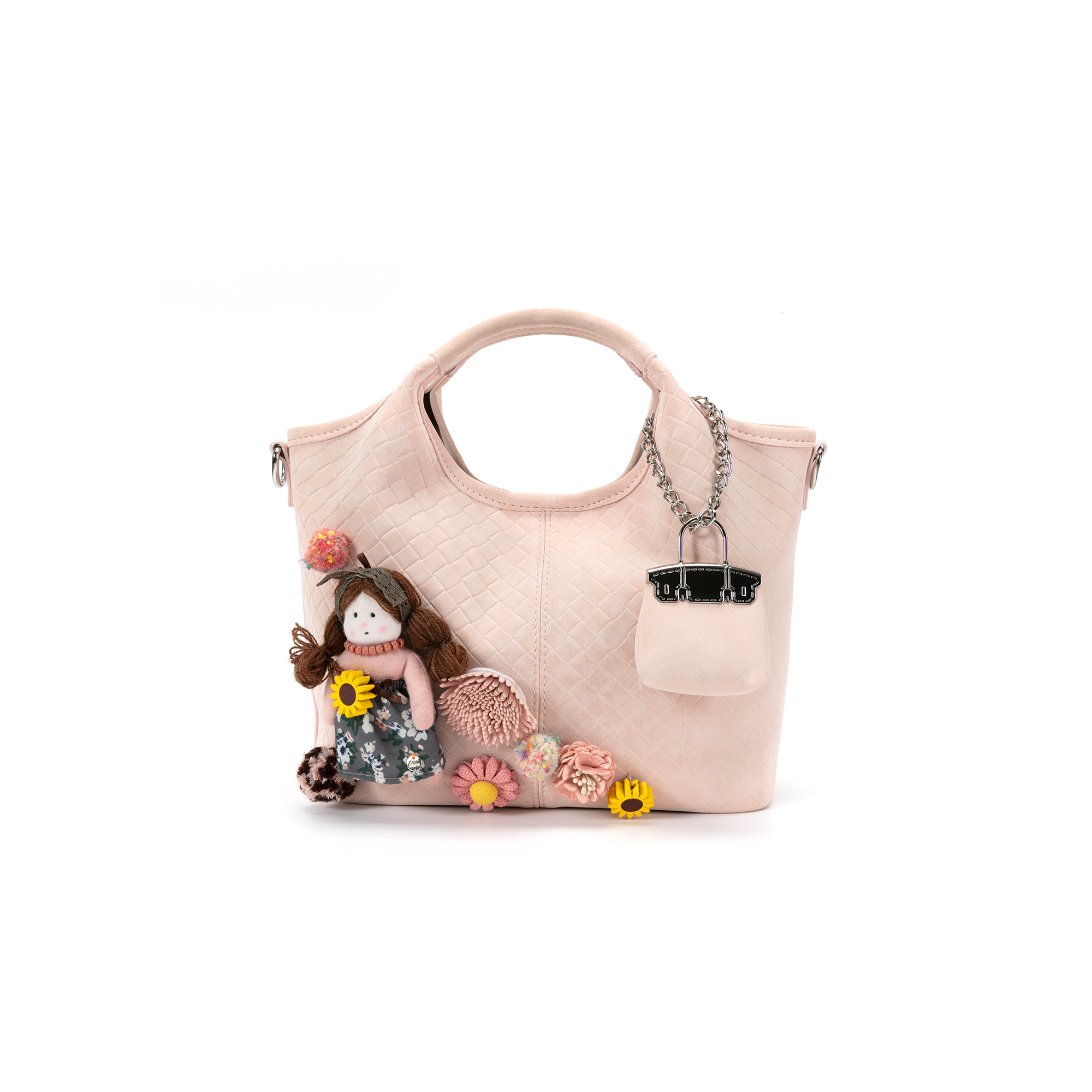 BLING BOX Doll Garden Faux-Woven Tote-Bag-One Size-Free Shipping Leatheretro