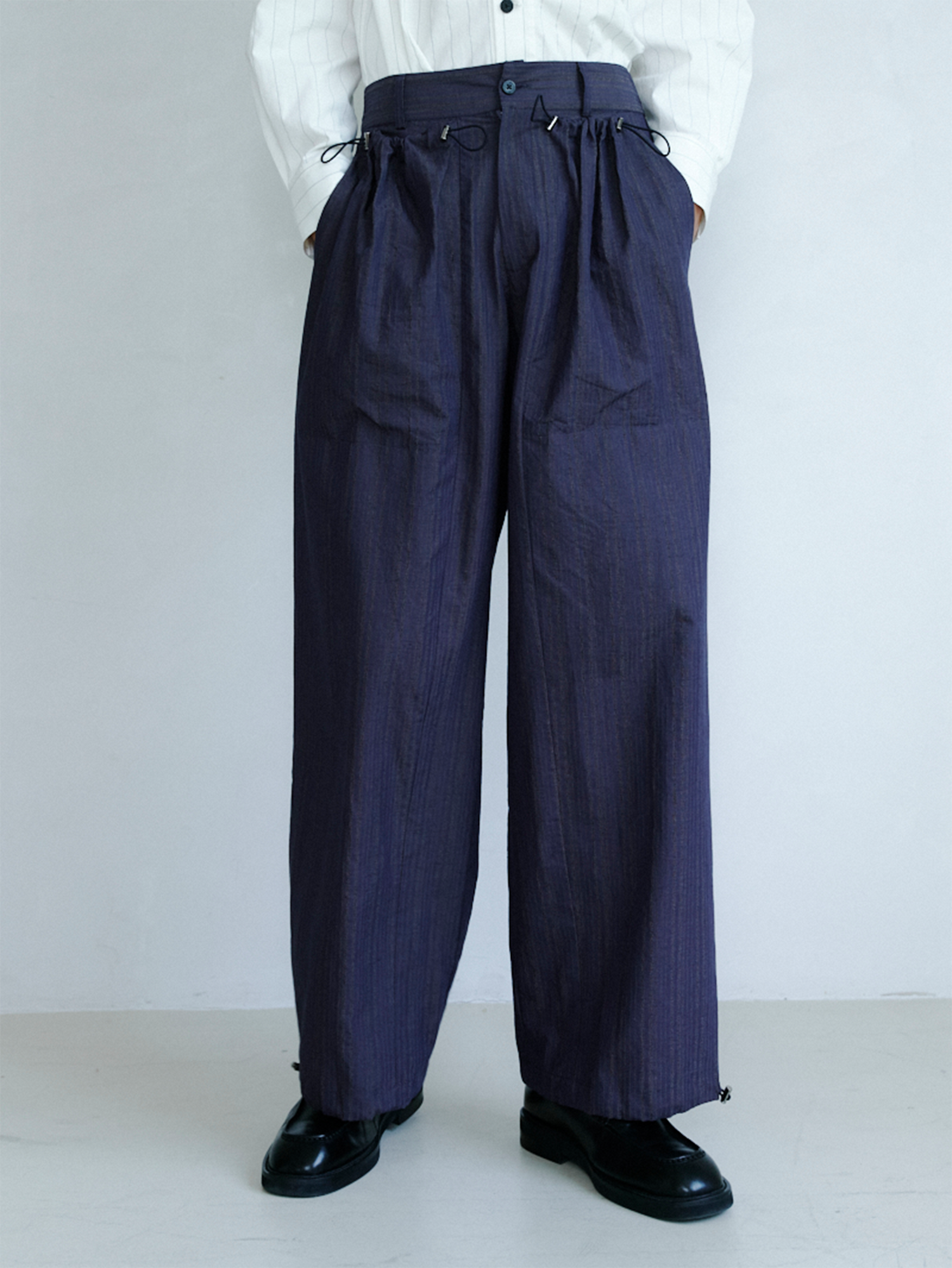 GRAINMUSTARD Drawstring Pleated Straight-Leg Trousers-Pants-XS-Free Shipping Leatheretro