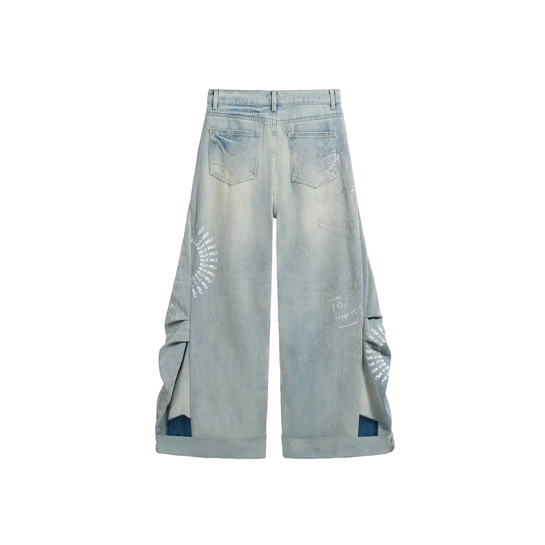 NOTHINGNESS WORLD Washed Pleated Curved Denim Pants-Jeans-S (1)(Preorder)-Free Shipping Leatheretro