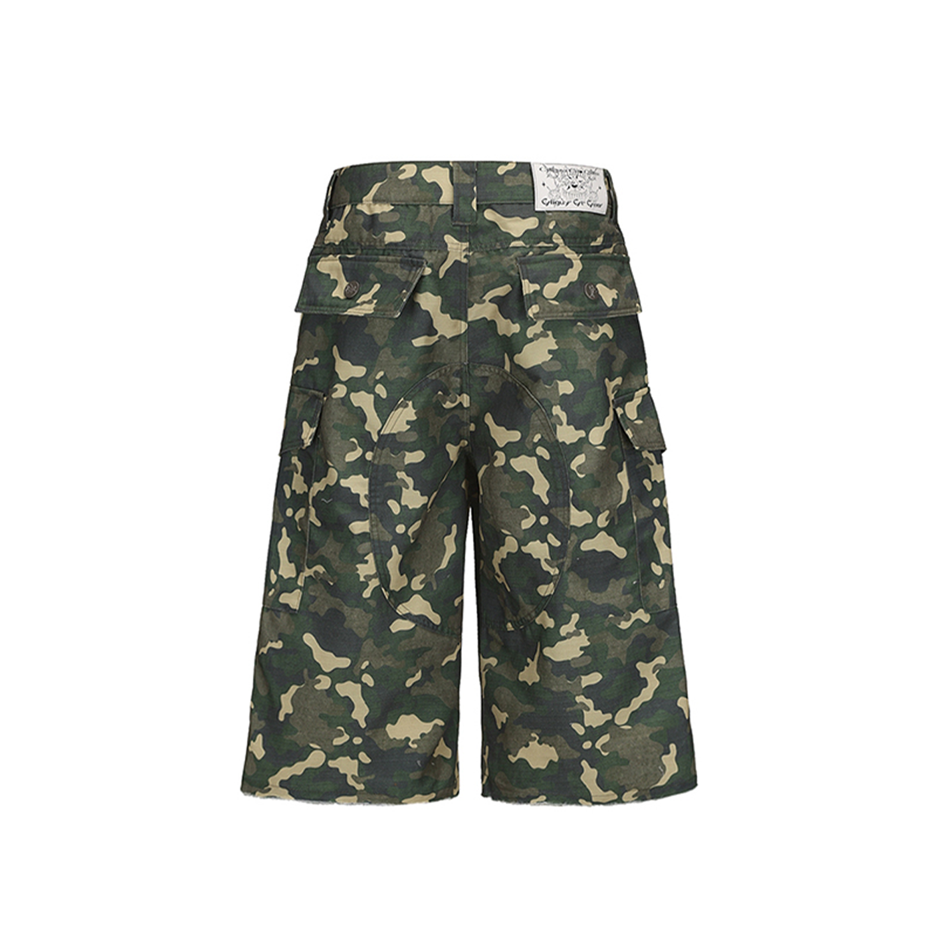 CYCYCY Camo Wide-Leg Cargo Shorts-Shorts-XXS / 28"-Free Shipping Leatheretro