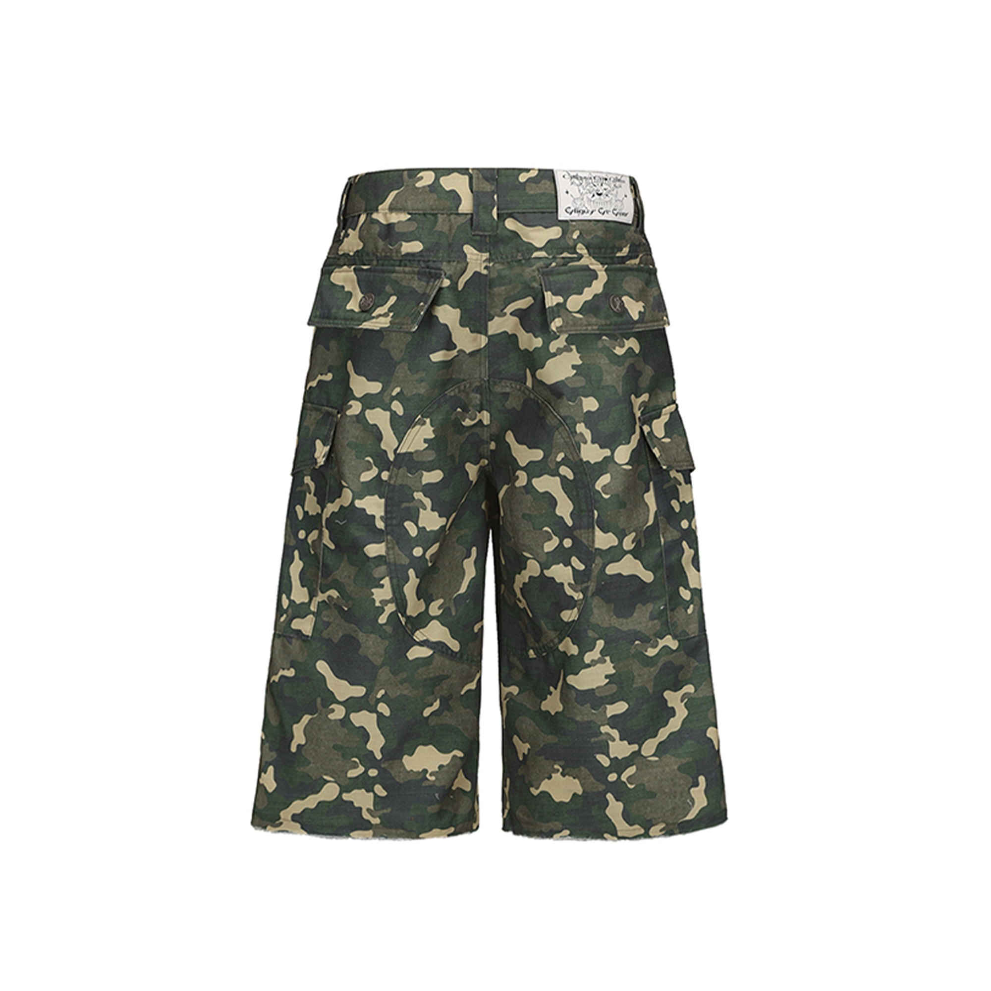 CYCYCY Camo Wide-Leg Cargo Shorts-Shorts-XXS / 28"-Free Shipping Leatheretro