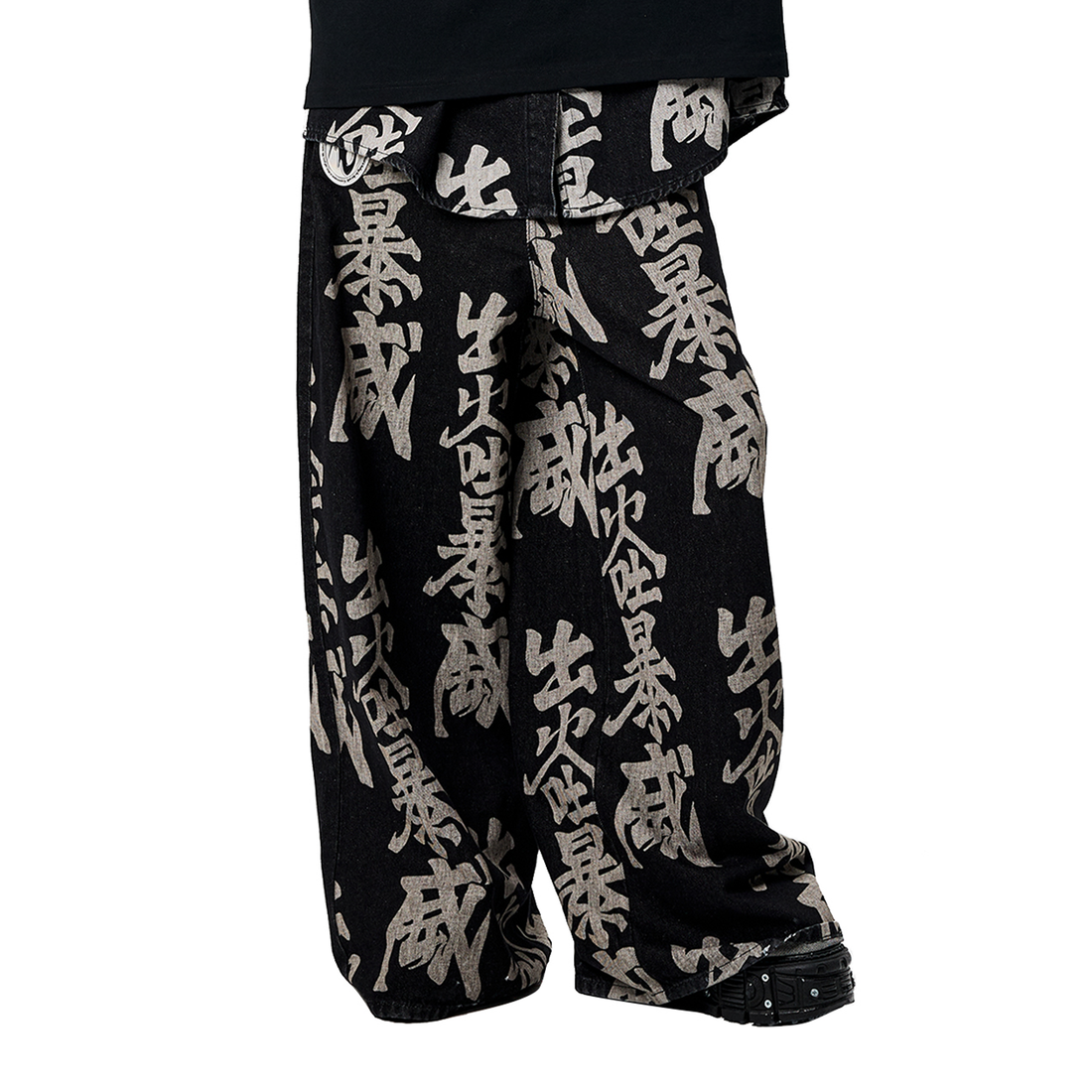 ERISSTOFF Washed Full-Print Wide-Leg Jeans-Jeans-XXS / 27"-Free Shipping Leatheretro