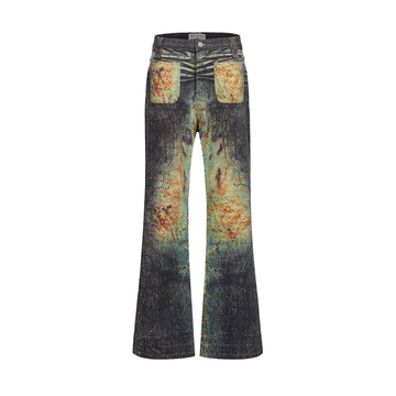 CYCYCY Iridescent Croc Full-Print Slim Flared Jeans-Jeans-XXS / 27"-Free Shipping Leatheretro
