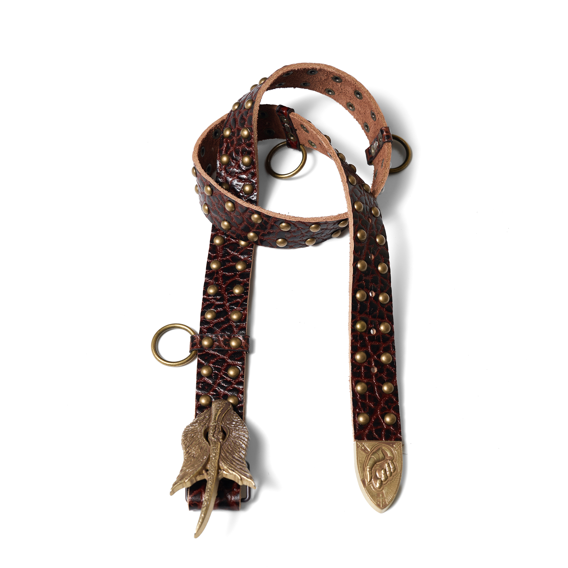 RICHILL Bronze Wing Emblem Cracked Leather Belt-Belt-One Size-Free Shipping Leatheretro