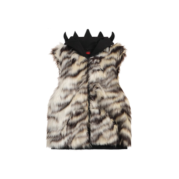 NOTHINGNESS WORLD Tiger-Stripe Spiked Crown Hooded Vest-Vest-S-Free Shipping Leatheretro