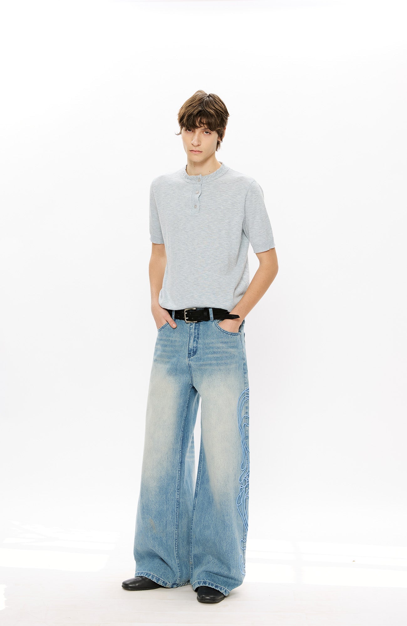 KREATE Totem Embroidered Jeans-Jeans-S-Free Shipping Leatheretro