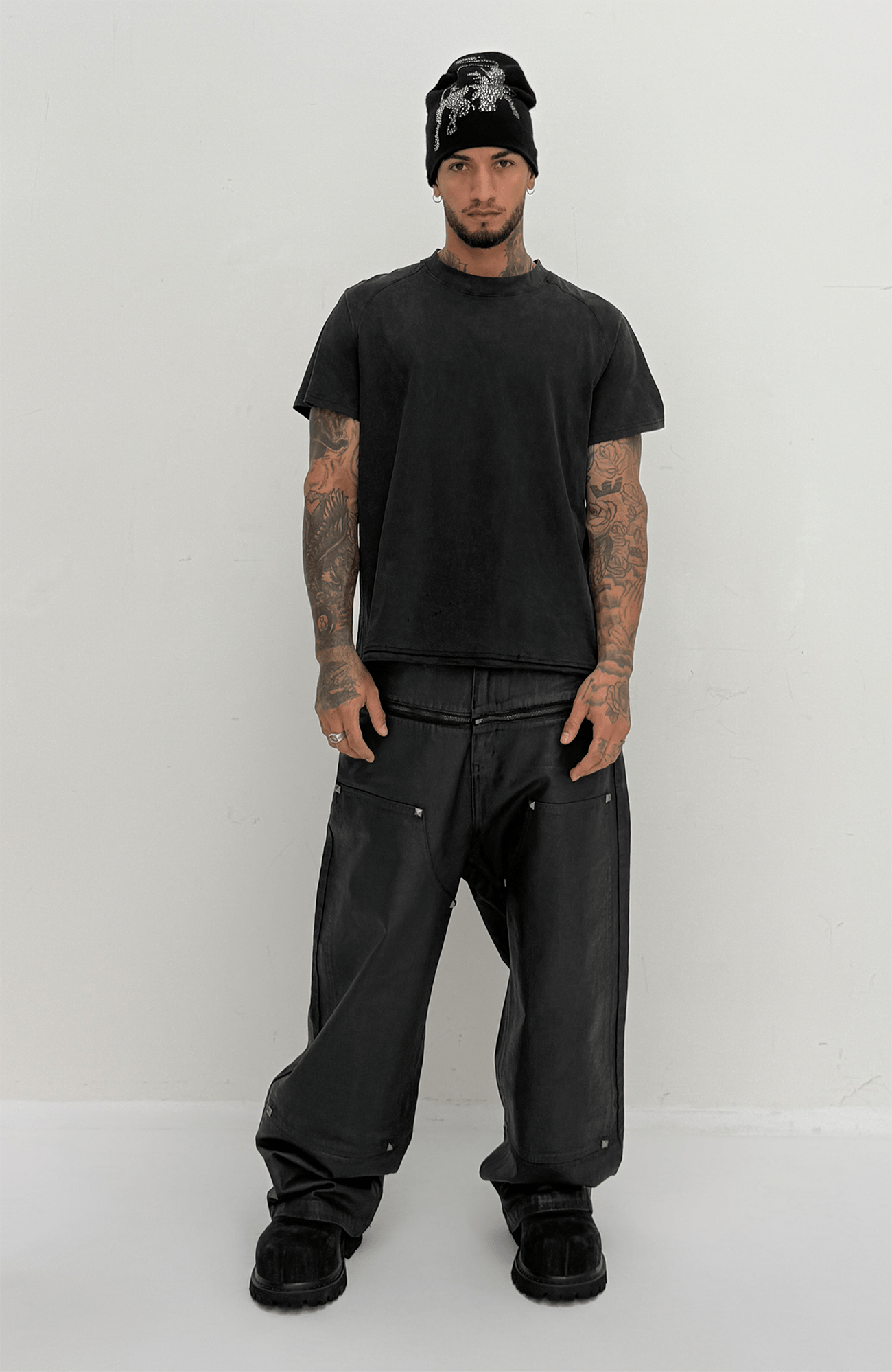 TECNINEGROUP Waxed Double-Knee Diamond Pockets Jeans-Jeans-XS (Preorder)-Free Shipping Leatheretro