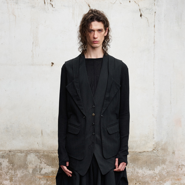 ILNya Nieternite Nifutur Double-Collar Panel Pinstripe Vest-Vest-S-Free Shipping Leatheretro