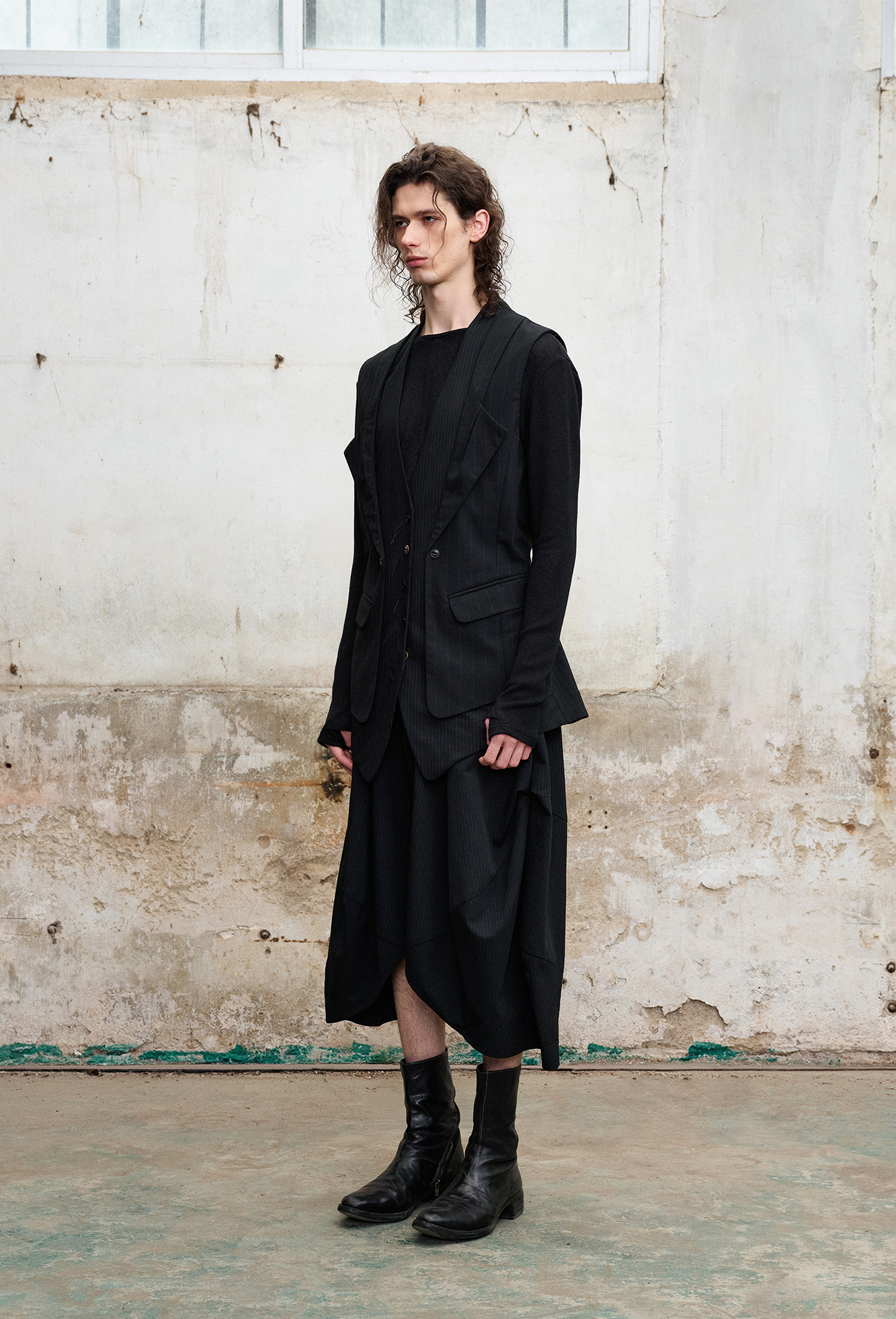 ILNya Nieternite Nifutur Double-Collar Panel Pinstripe Vest-Vest-S-Free Shipping Leatheretro