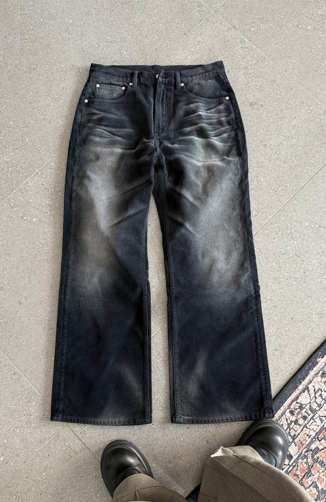 TRECLUB Washed Straight-Leg Corduroy Trousers-Pants-S (Preorder)-Free Shipping Leatheretro