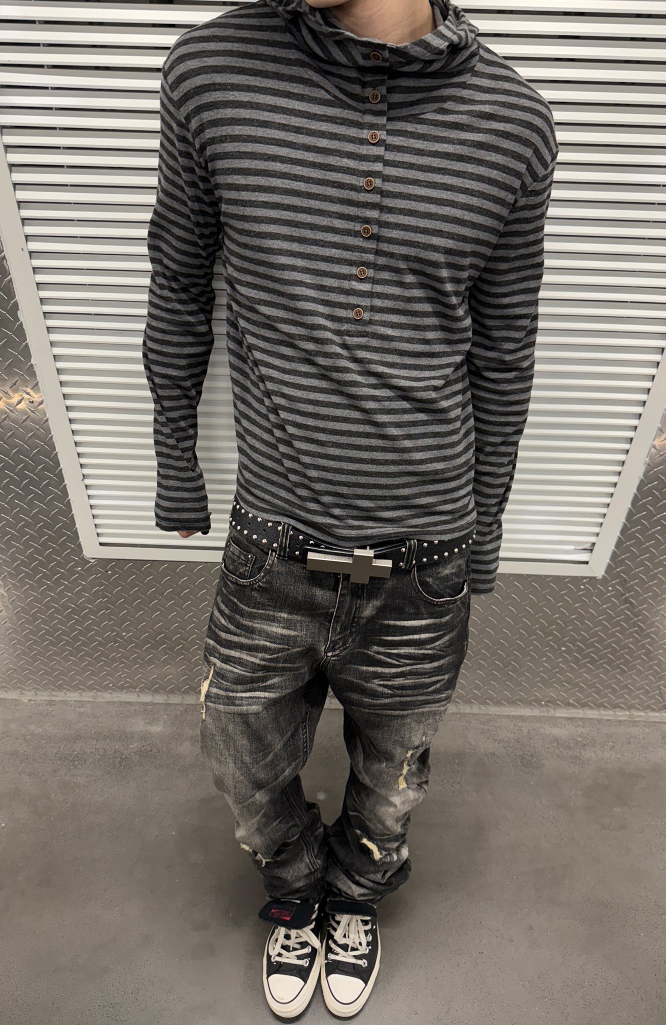 TRECLUB Stripe Hooded Polo Long Sleeve-L/S Tee-S (Preorder)-Free Shipping Leatheretro