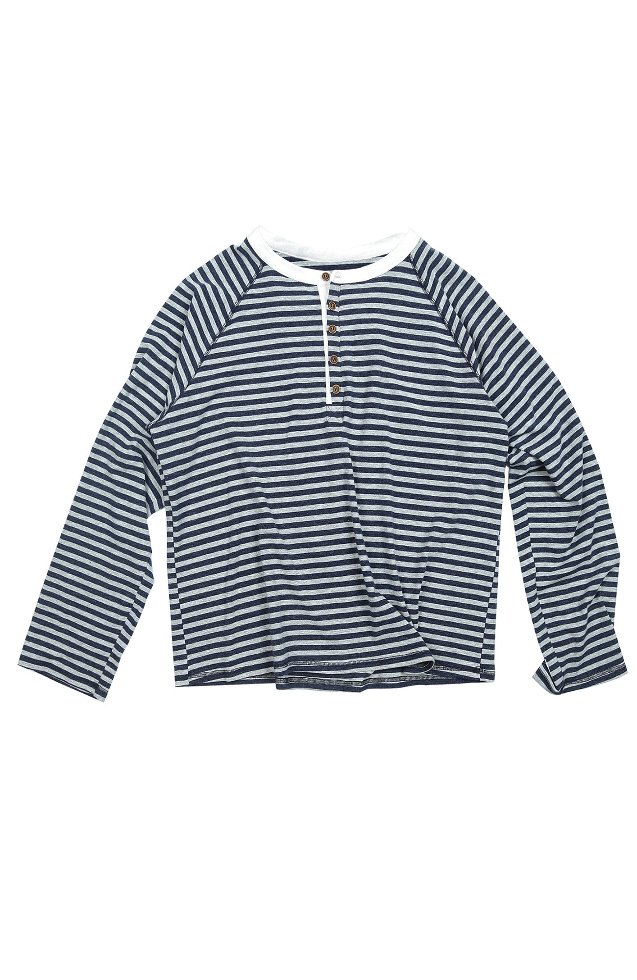 TRECLUB Retro Stripe Long-Sleeve Henley Tee-L/S Tee-S-Free Shipping Leatheretro