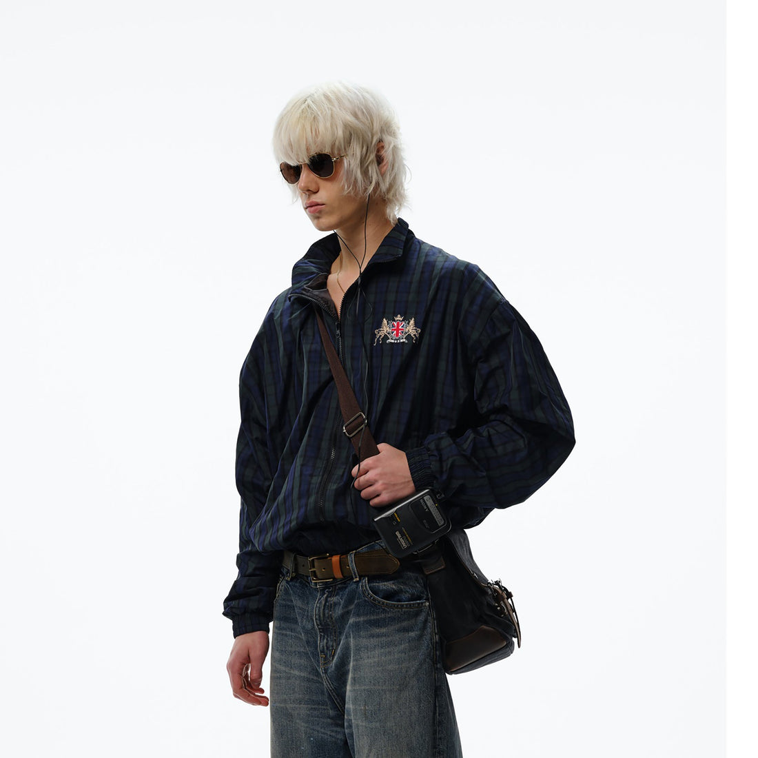 TRECLUB Retro Embroidered Plaid Jacket-Jacket-S-Free Shipping Leatheretro