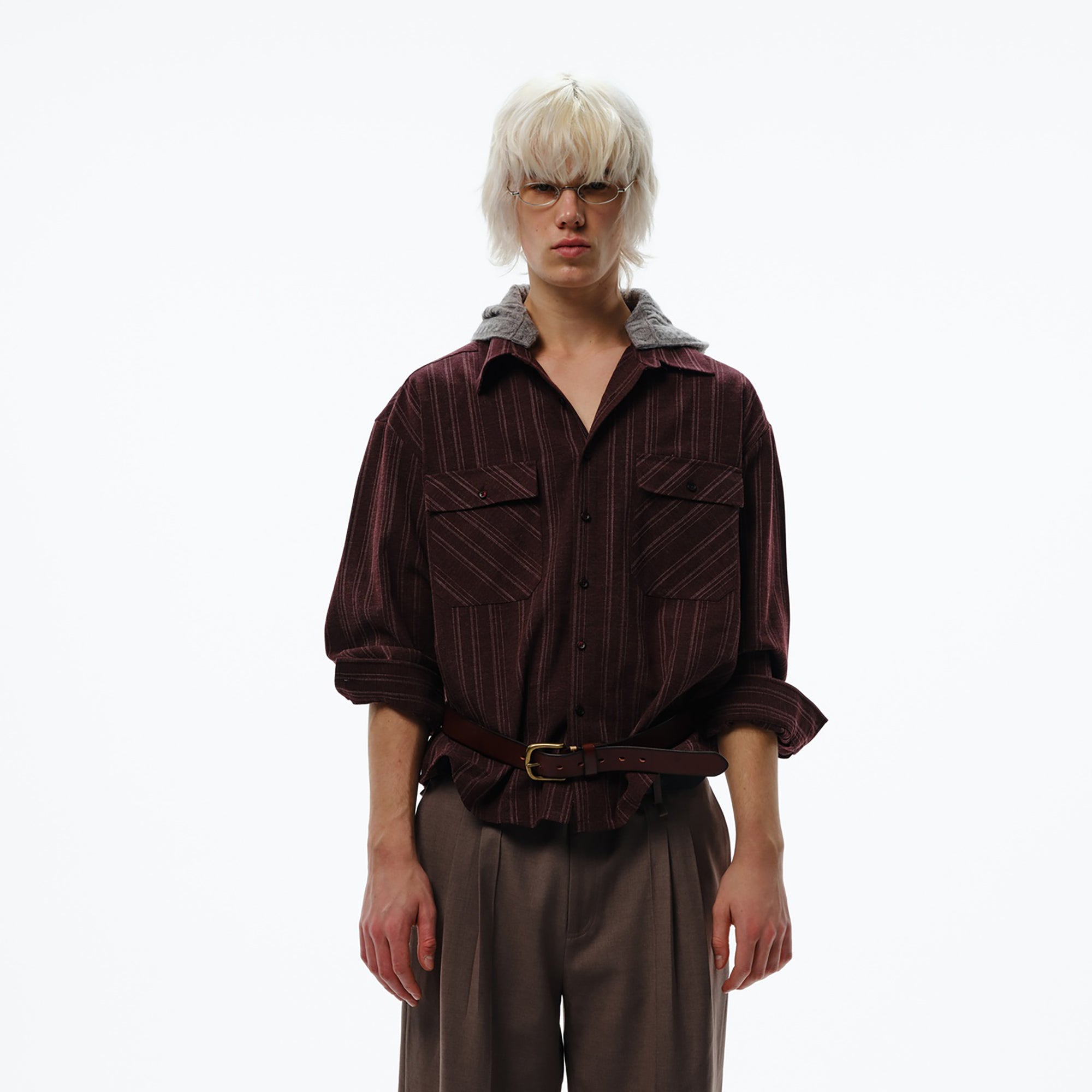 TRECLUB Retro Faux-Layer Hooded Button-Up Shirt-Shirt-S-Free Shipping Leatheretro