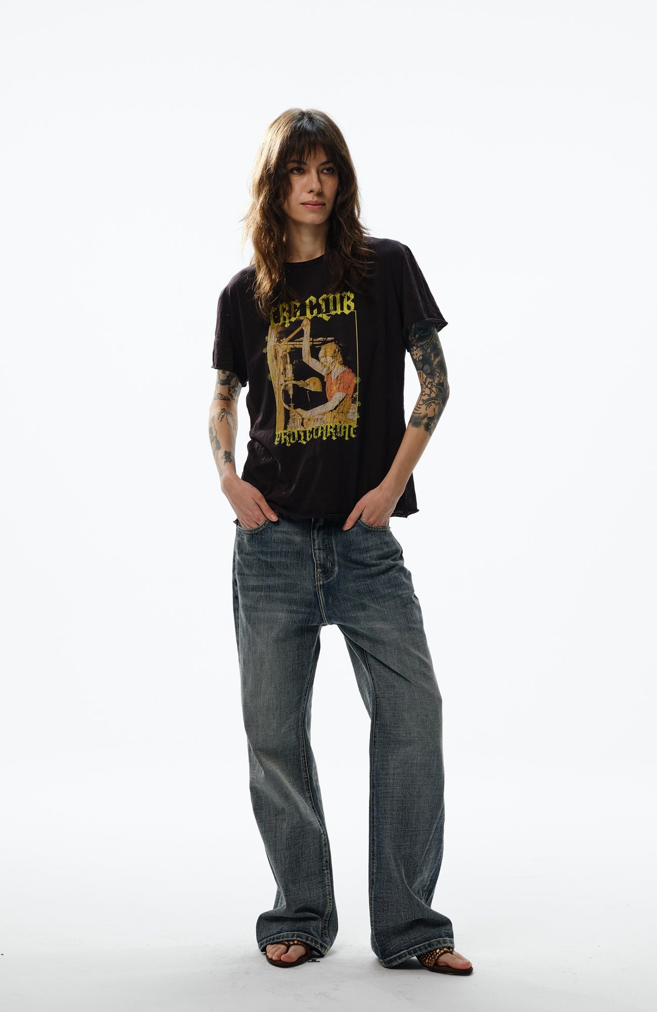TRECLUB Retro Slub-Wash Straight-Leg Jeans-Jeans-S-Free Shipping Leatheretro