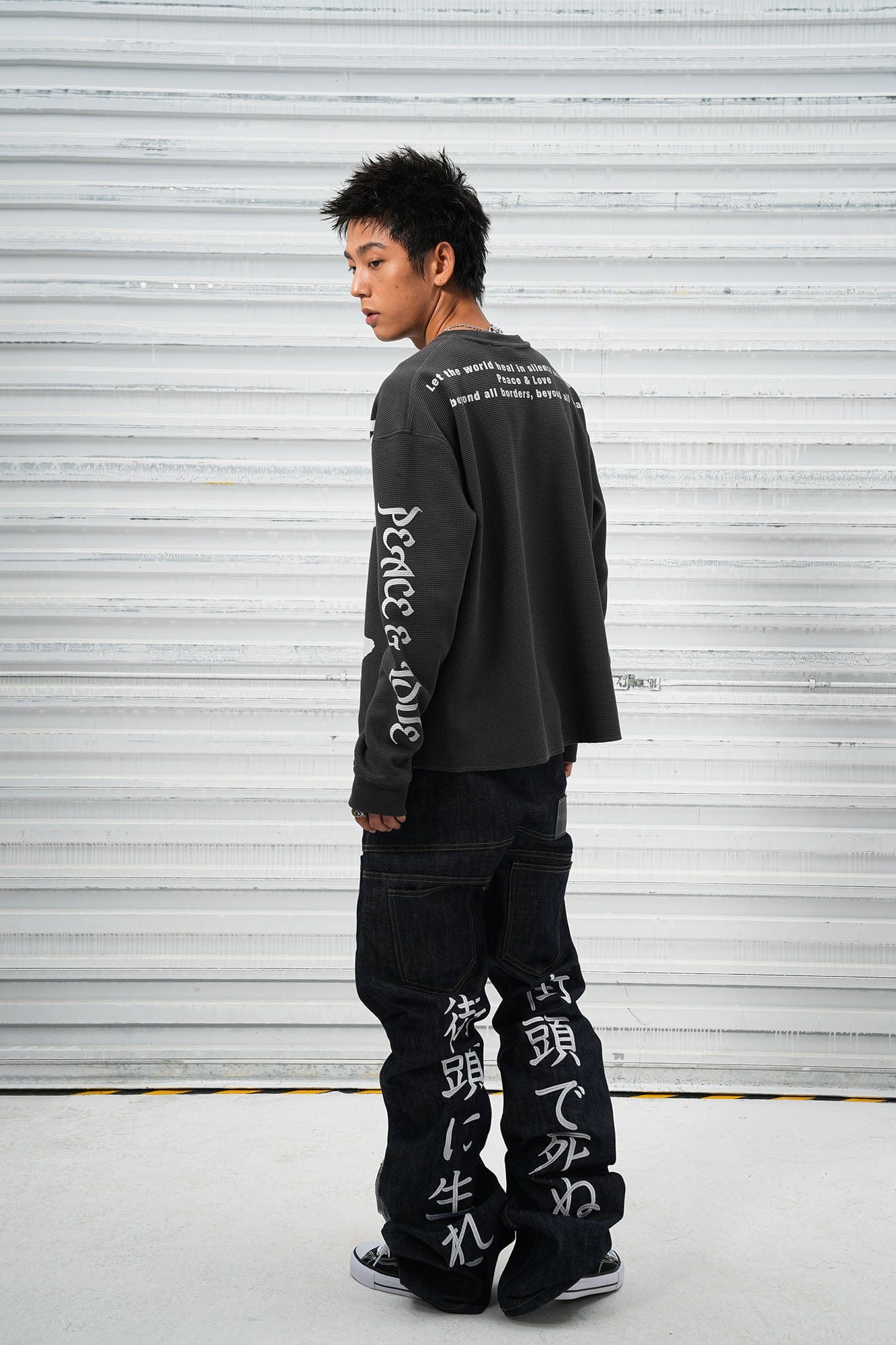 VINKID Pigeon Graphic Waffle Sweatshirt-T Shirt-S-Brown-Free Shipping Leatheretro