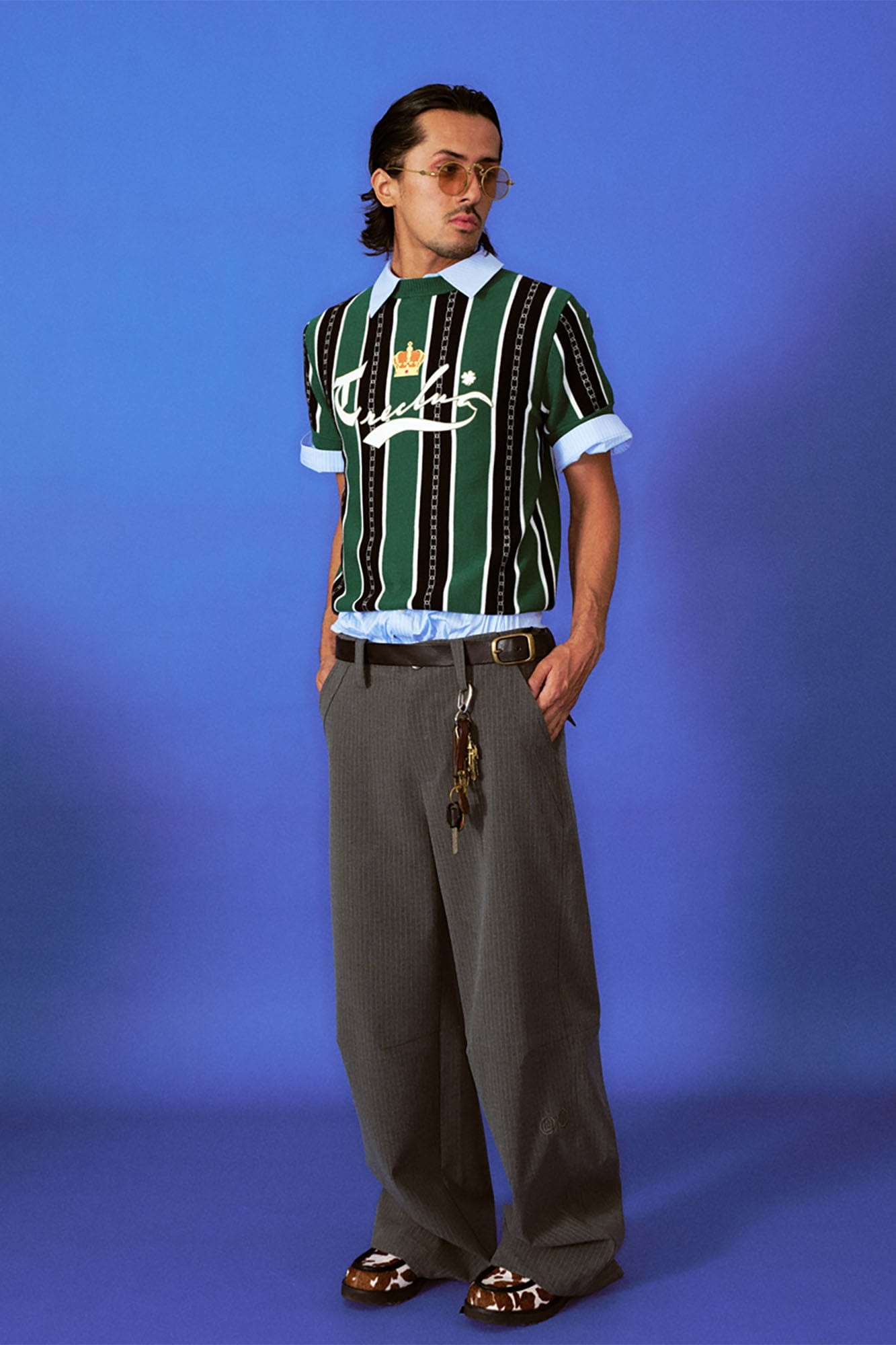 TRECLUB Retro Chain Stripe Knit T-Shirt-T Shirt-S-Free Shipping Leatheretro