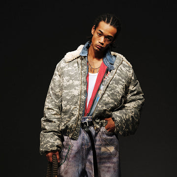 TRECLUB Detachable Collar Camo Puffer Jacket-Jacket-S-Free Shipping Leatheretro