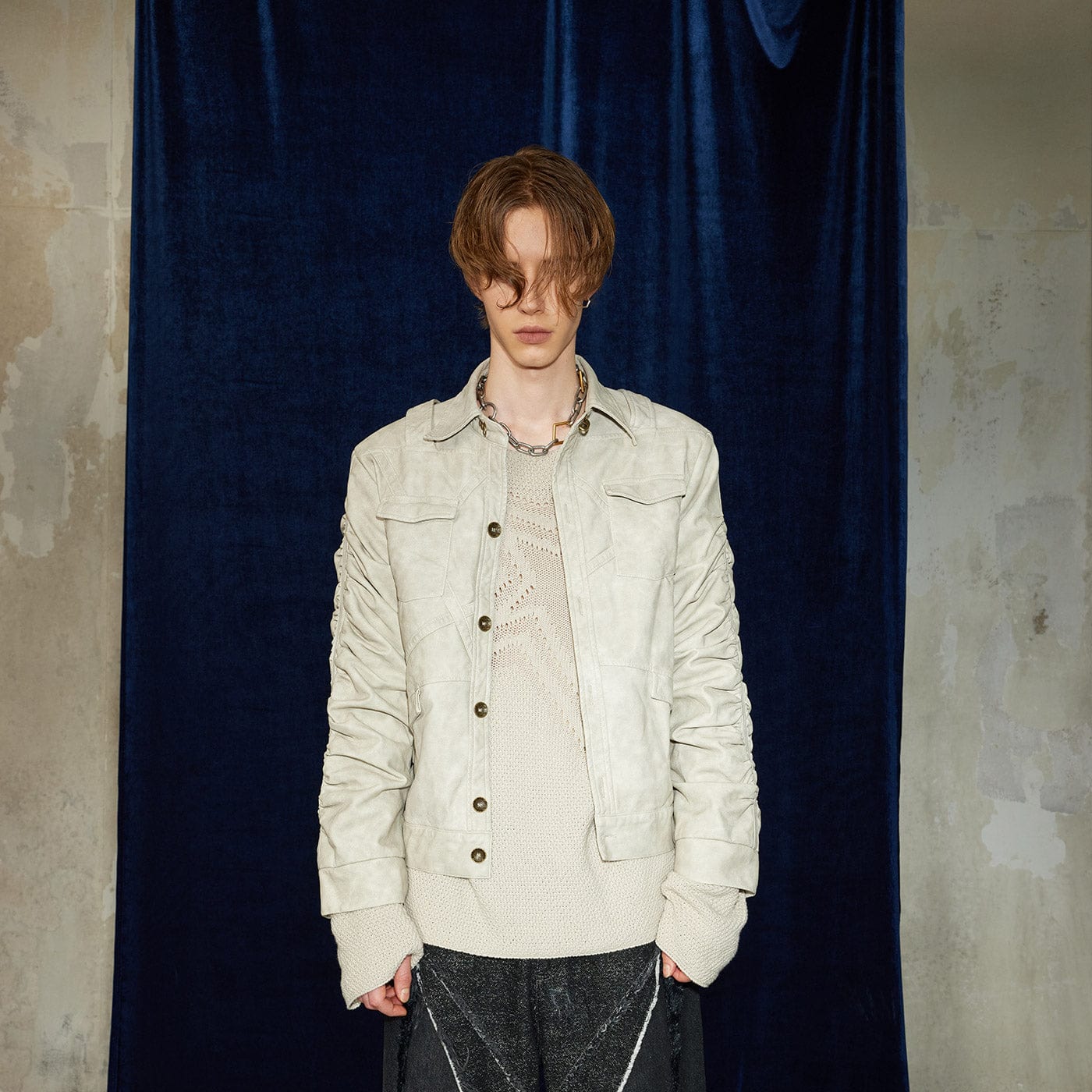 DND4DES Faux Leather Wrinkled Jacket-Jacket-S-Beige-Free Shipping Leatheretro