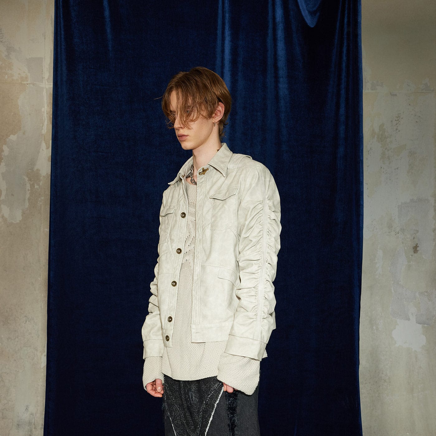 DND4DES Faux Leather Wrinkled Jacket-Jacket-S-Beige-Free Shipping Leatheretro