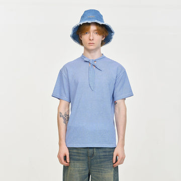 LEONSENSE Classical Striped Tie-Neck T-Shirt-T Shirt-S-Free Shipping Leatheretro