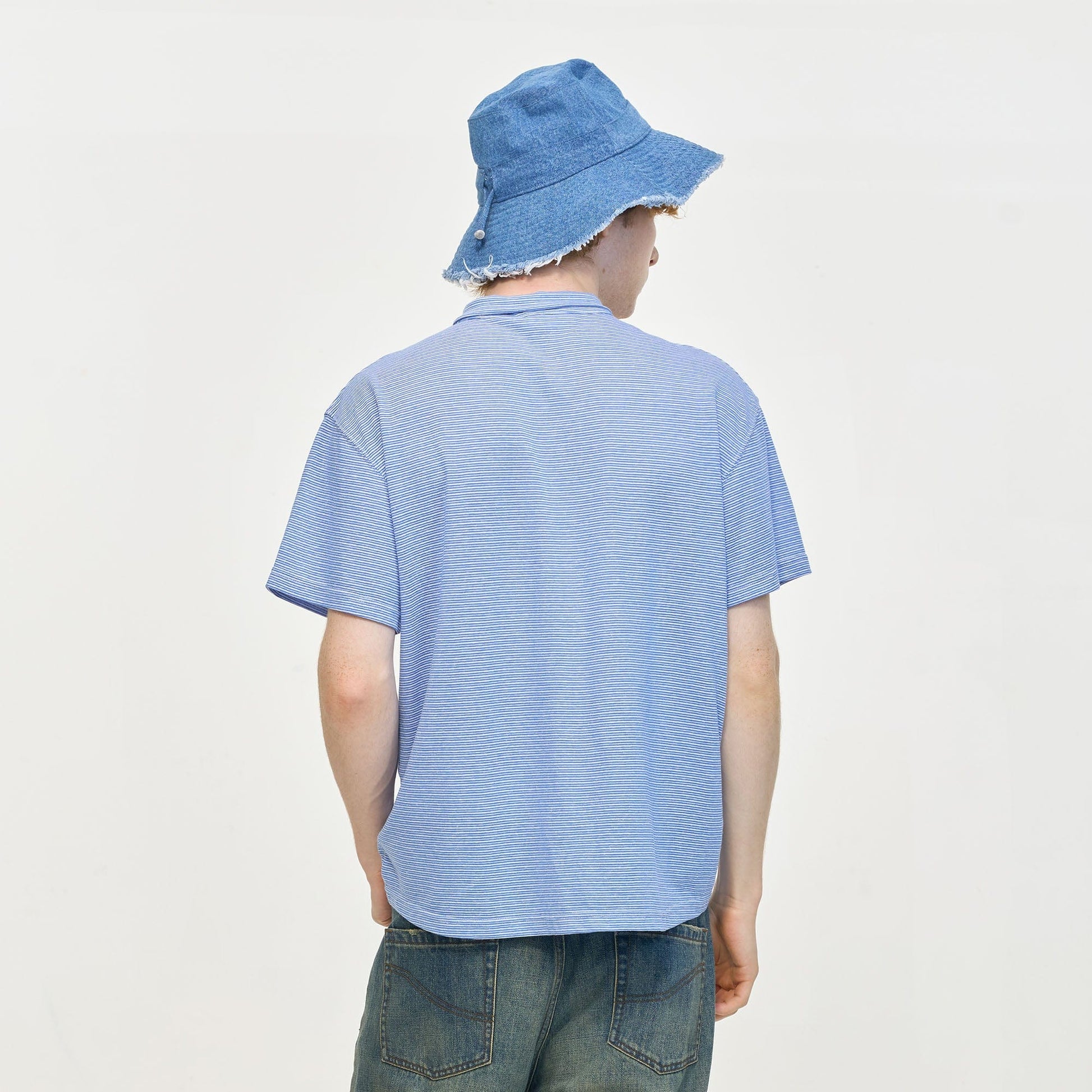 LEONSENSE Classical Striped Tie-Neck T-Shirt-T Shirt-S-Free Shipping Leatheretro