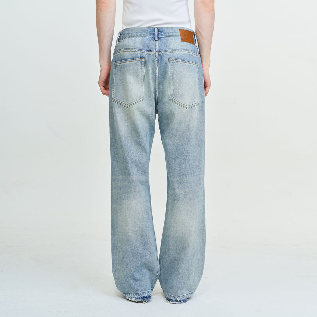 LEONSENSE Washed Ripped Frayed Straight-Leg Jeans-Jeans-XS-Free Shipping Leatheretro