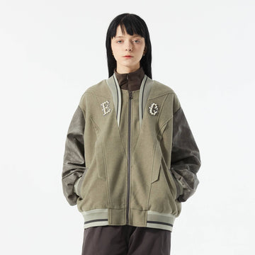 ERROR CODE ROBOT Pearl Embellished Paneled Varsity Jacket-Jacket-S-Free Shipping Leatheretro