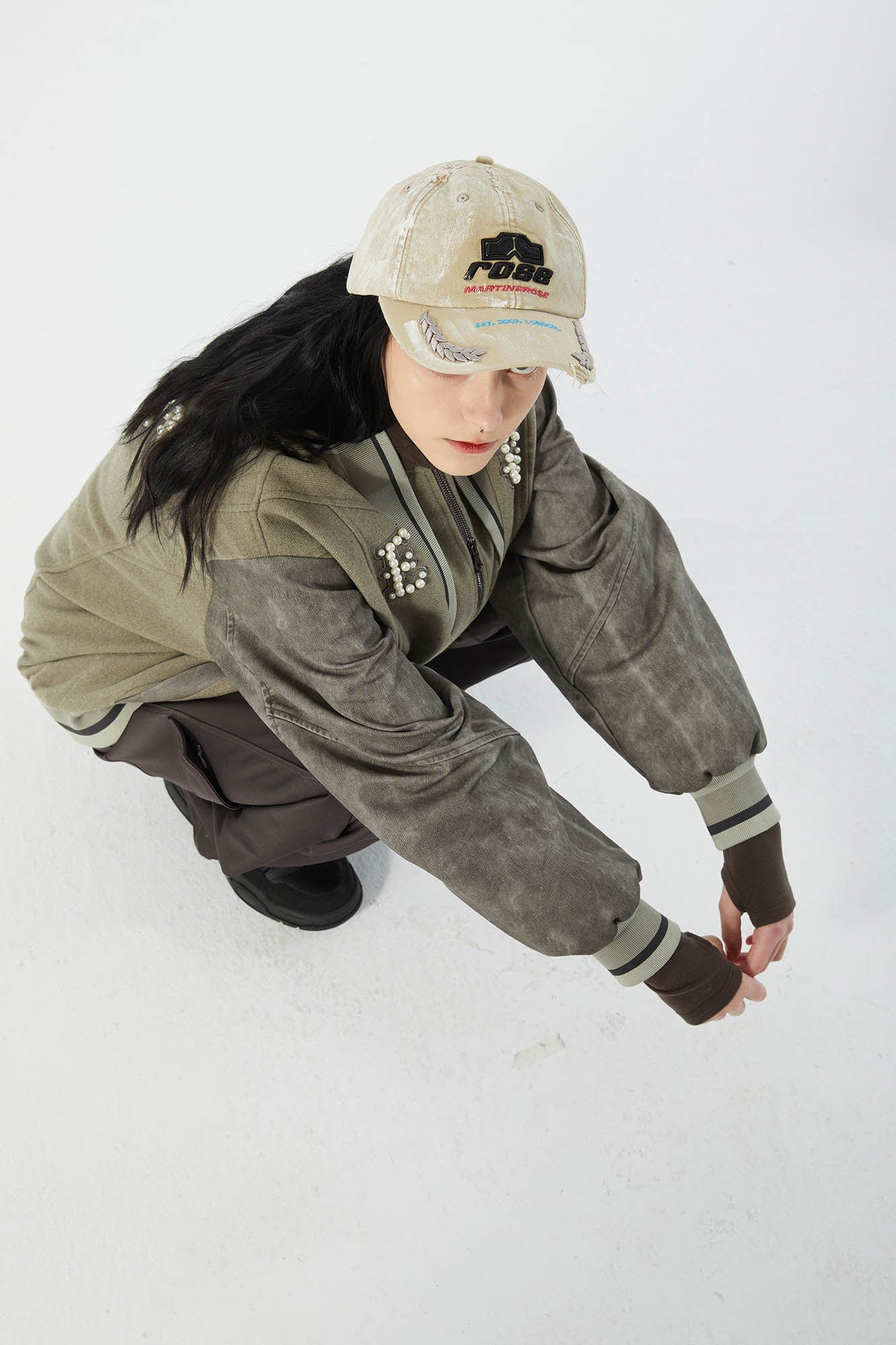 ERROR CODE ROBOT Pearl Embellished Paneled Varsity Jacket-Jacket-S-Free Shipping Leatheretro