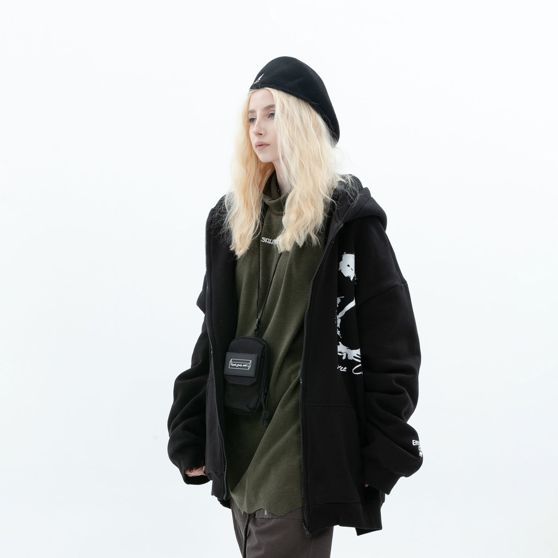 ERROR CODE ROBOT Fleetwood Mac Graphic Oversized Hooded Jacket-Jacket-S-Black-Free Shipping Leatheretro