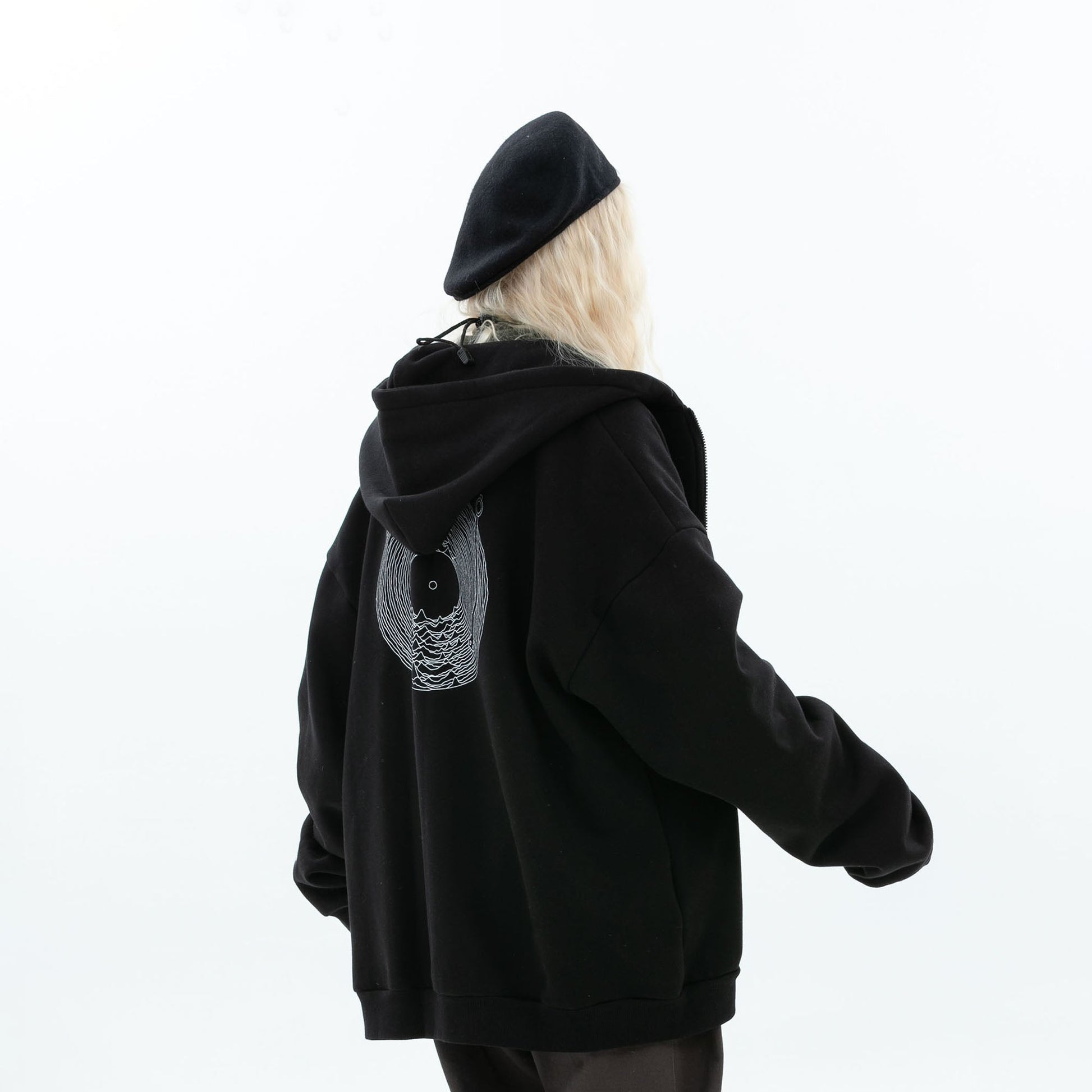 ERROR CODE ROBOT Fleetwood Mac Graphic Oversized Hooded Jacket-Jacket-S-Black-Free Shipping Leatheretro