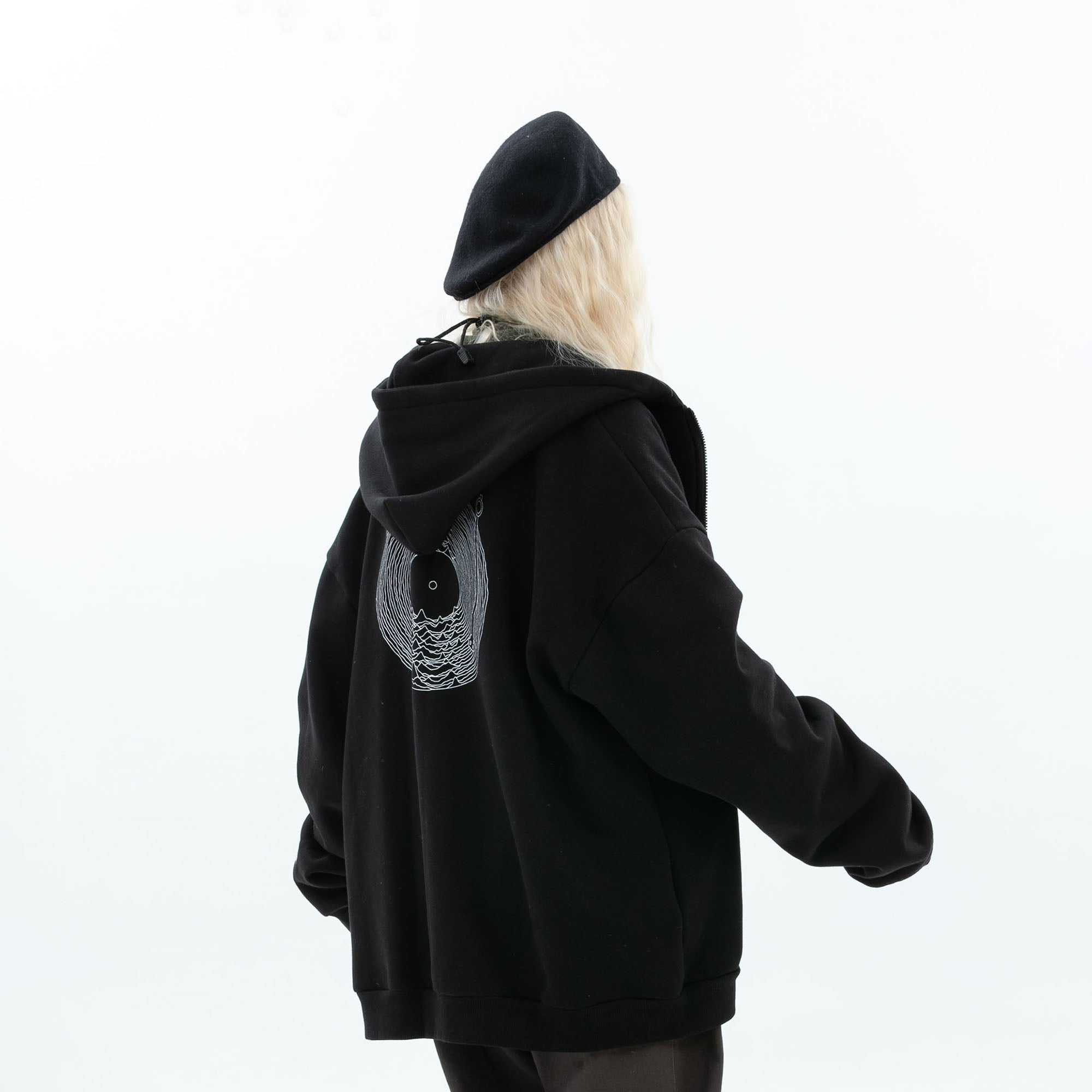 ERROR CODE ROBOT Fleetwood Mac Graphic Oversized Hooded Jacket-Jacket-S-Black-Free Shipping Leatheretro