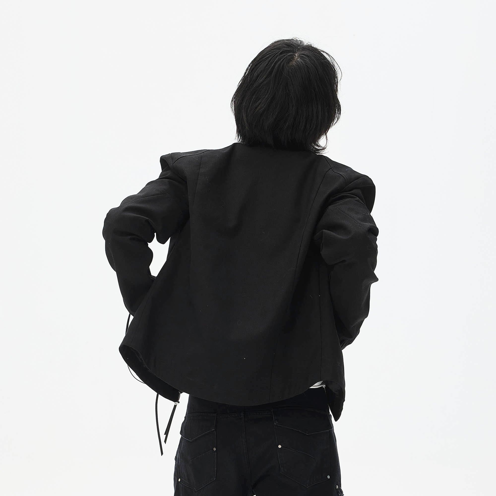 WHISTLEHUNTER Spliced Fringe-Zip Cinched-Waist Jacket-Jacket-S-Brown-Free Shipping Leatheretro