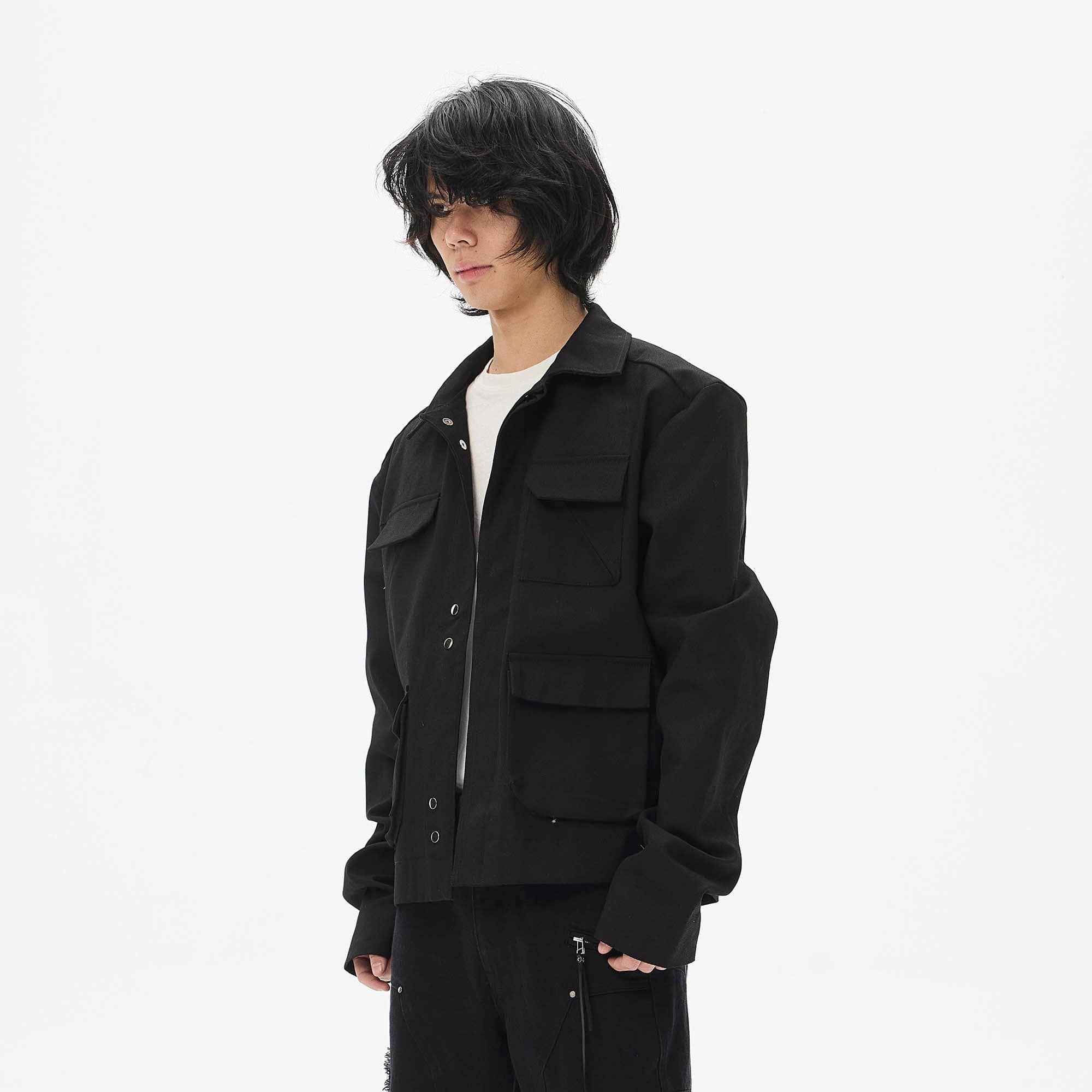WHISTLEHUNTER Multi-Pocket Magnetic Closure Jacket-Jacket-S-Black-Free Shipping Leatheretro