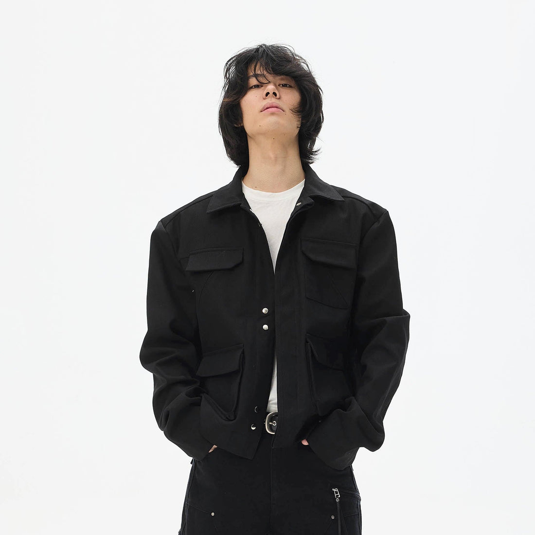 WHISTLEHUNTER Multi-Pocket Magnetic Closure Jacket-Jacket-S-Black-Free Shipping Leatheretro