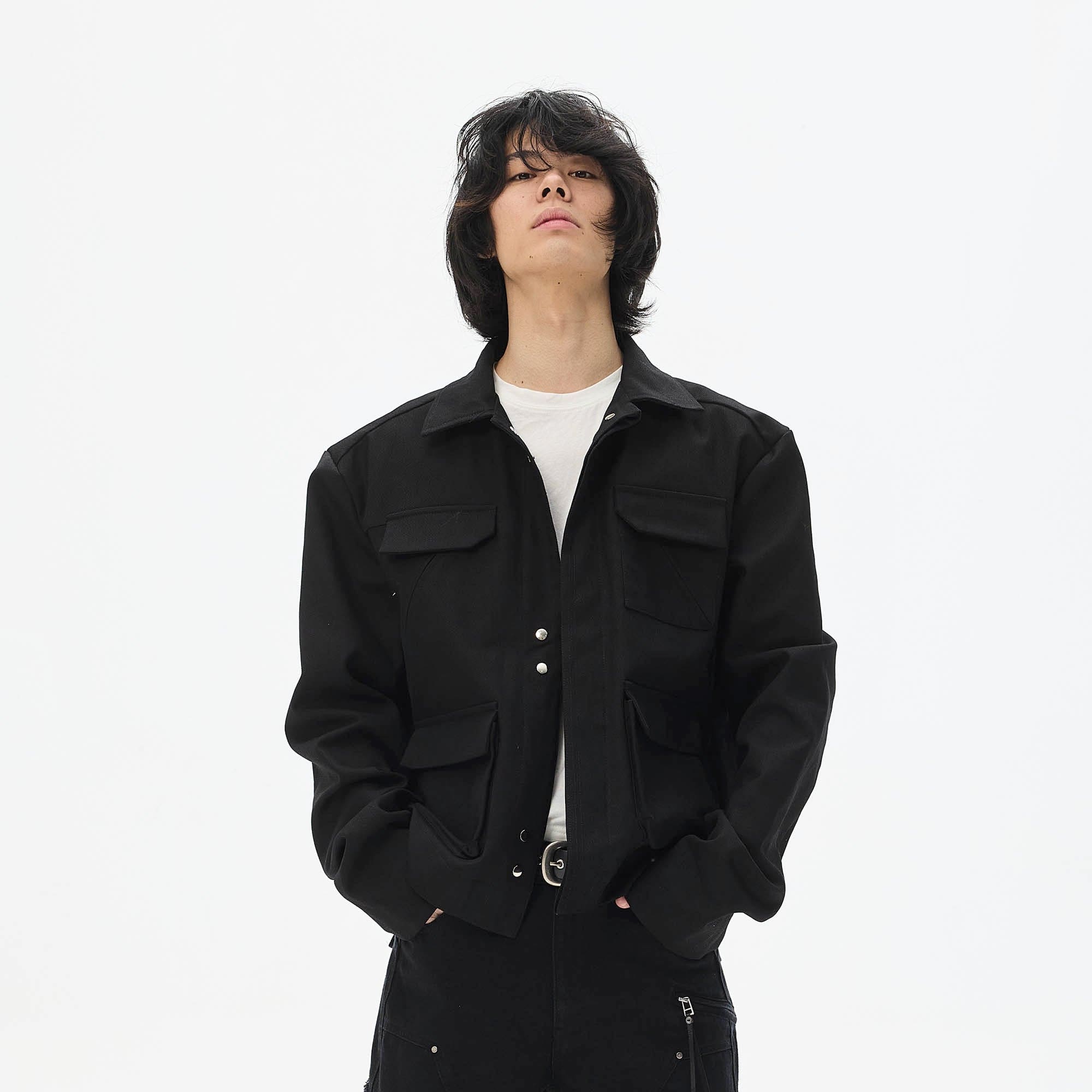WHISTLEHUNTER Multi-Pocket Magnetic Closure Jacket-Jacket-S-Black-Free Shipping Leatheretro