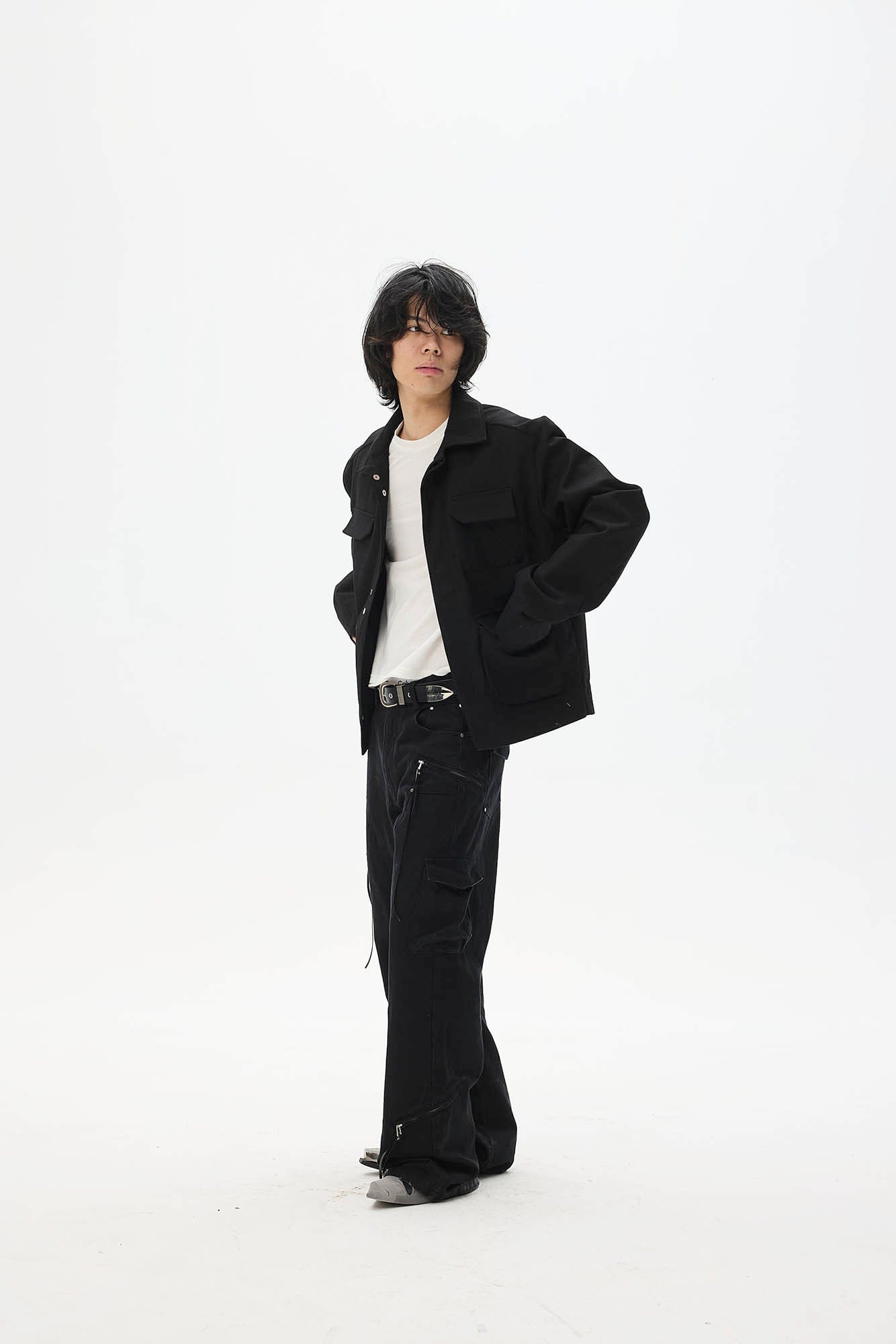 WHISTLEHUNTER Multi-Pocket Magnetic Closure Jacket-Jacket-S-Black-Free Shipping Leatheretro