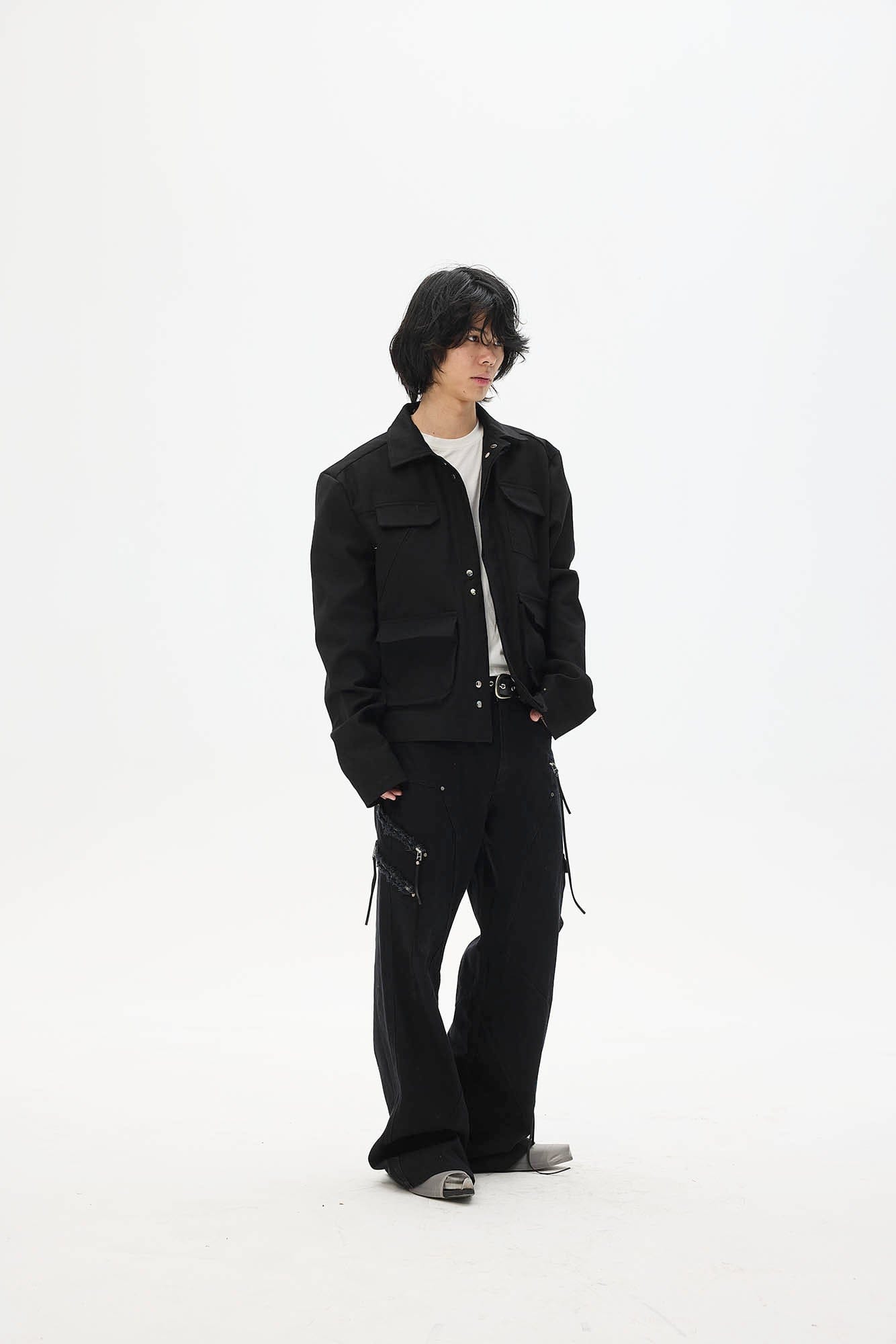 WHISTLEHUNTER Multi-Pocket Magnetic Closure Jacket-Jacket-S-Black-Free Shipping Leatheretro