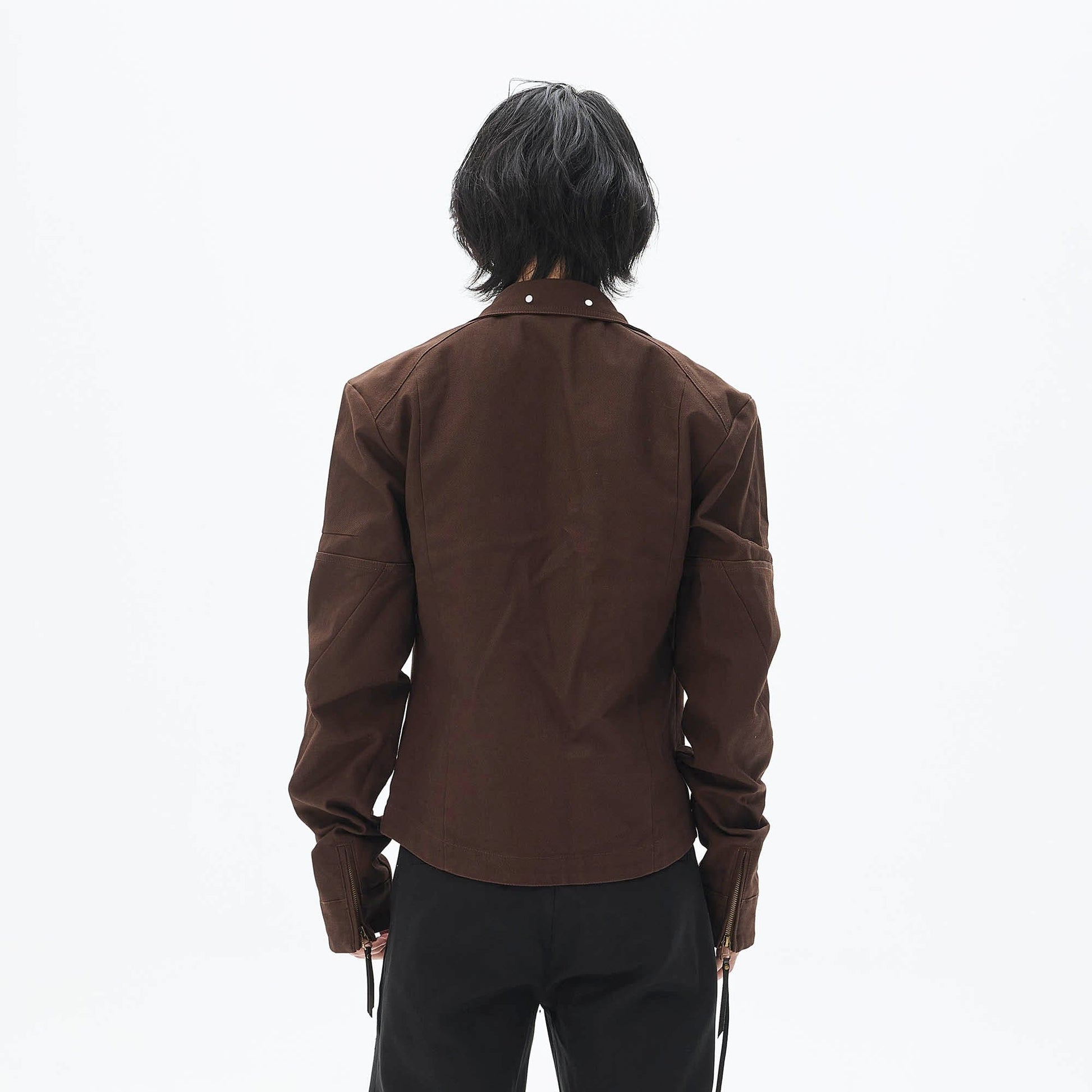 WHISTLEHUNTER Spliced Fringe-Zip Cinched-Waist Jacket-Jacket-S-Brown-Free Shipping Leatheretro