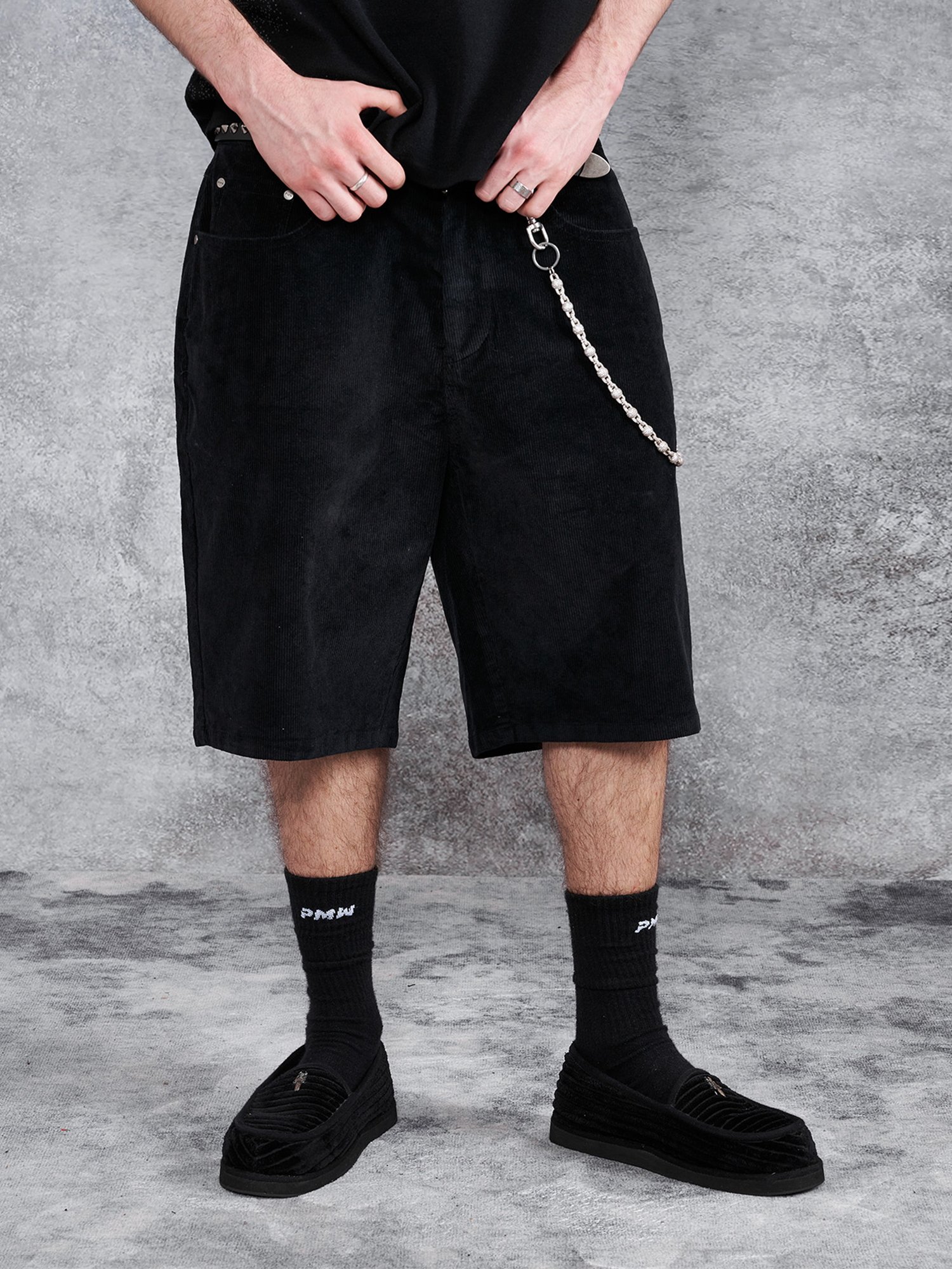 PMW Corduroy Straight-Leg Shorts-Shorts-S-Free Shipping Leatheretro