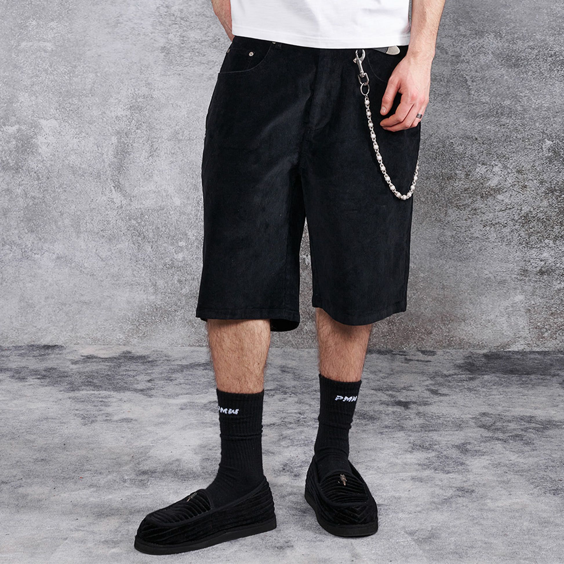 PMW Corduroy Straight-Leg Shorts-Shorts-S-Free Shipping Leatheretro