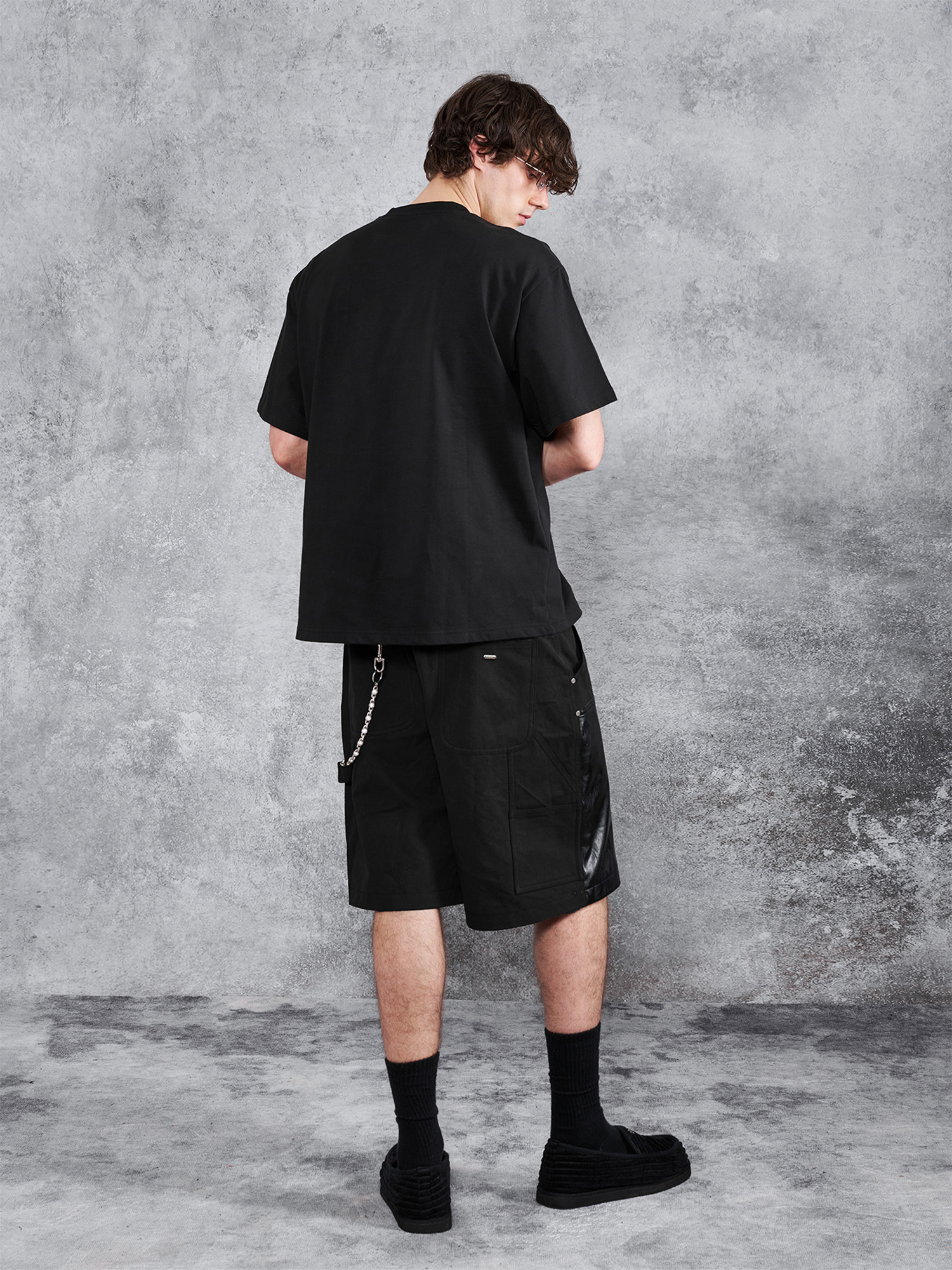 PMW Paneled Faux Leather Rivet Shorts-Shorts-S-Free Shipping Leatheretro