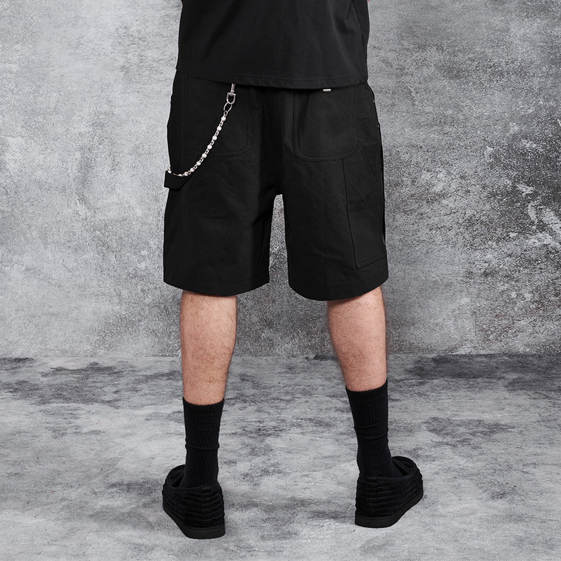 PMW Paneled Faux Leather Rivet Shorts-Shorts-S-Free Shipping Leatheretro
