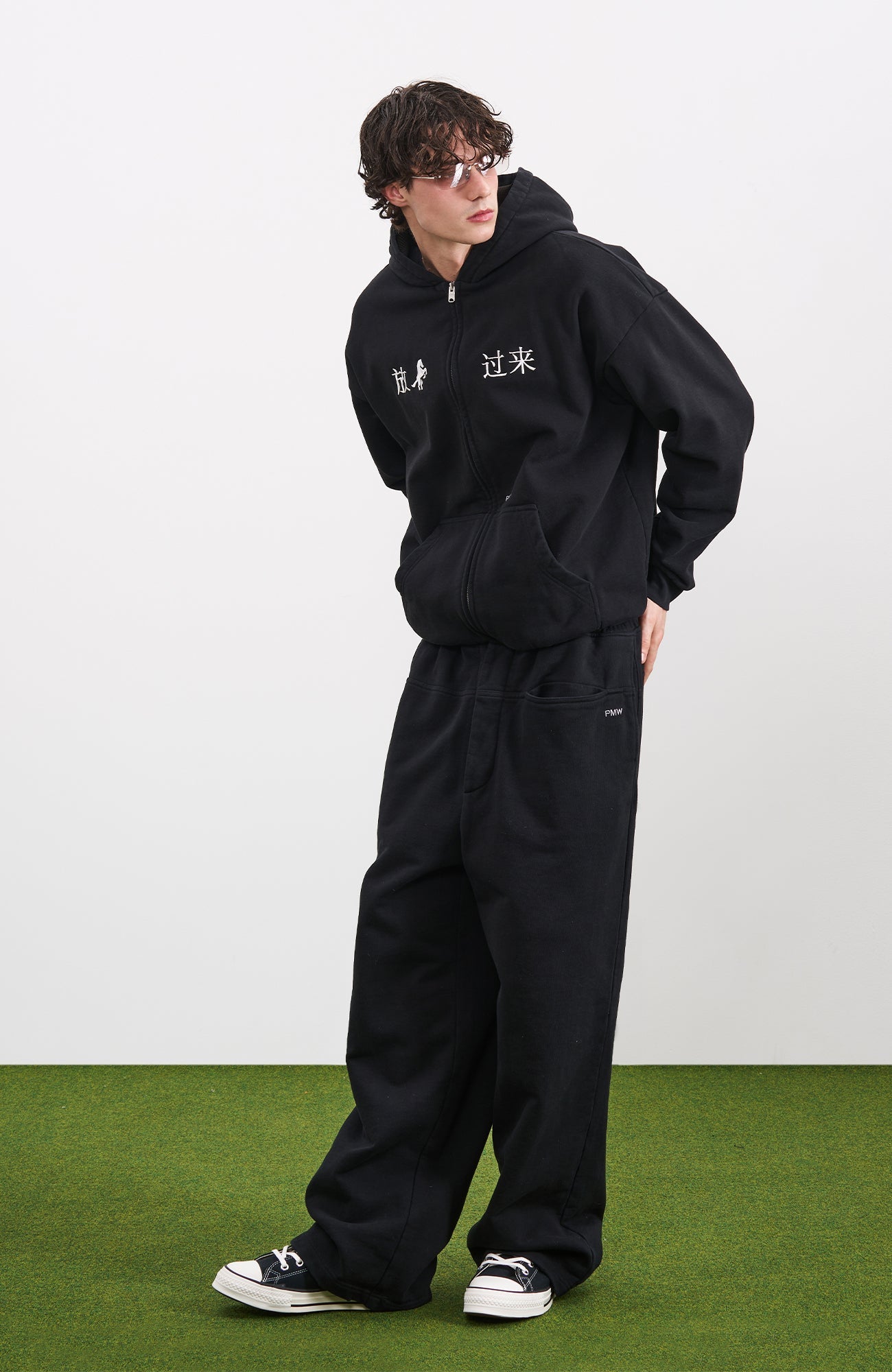 PMW Chinese Slogan Zip-Up Hoodie-Jacket-S-Free Shipping Leatheretro